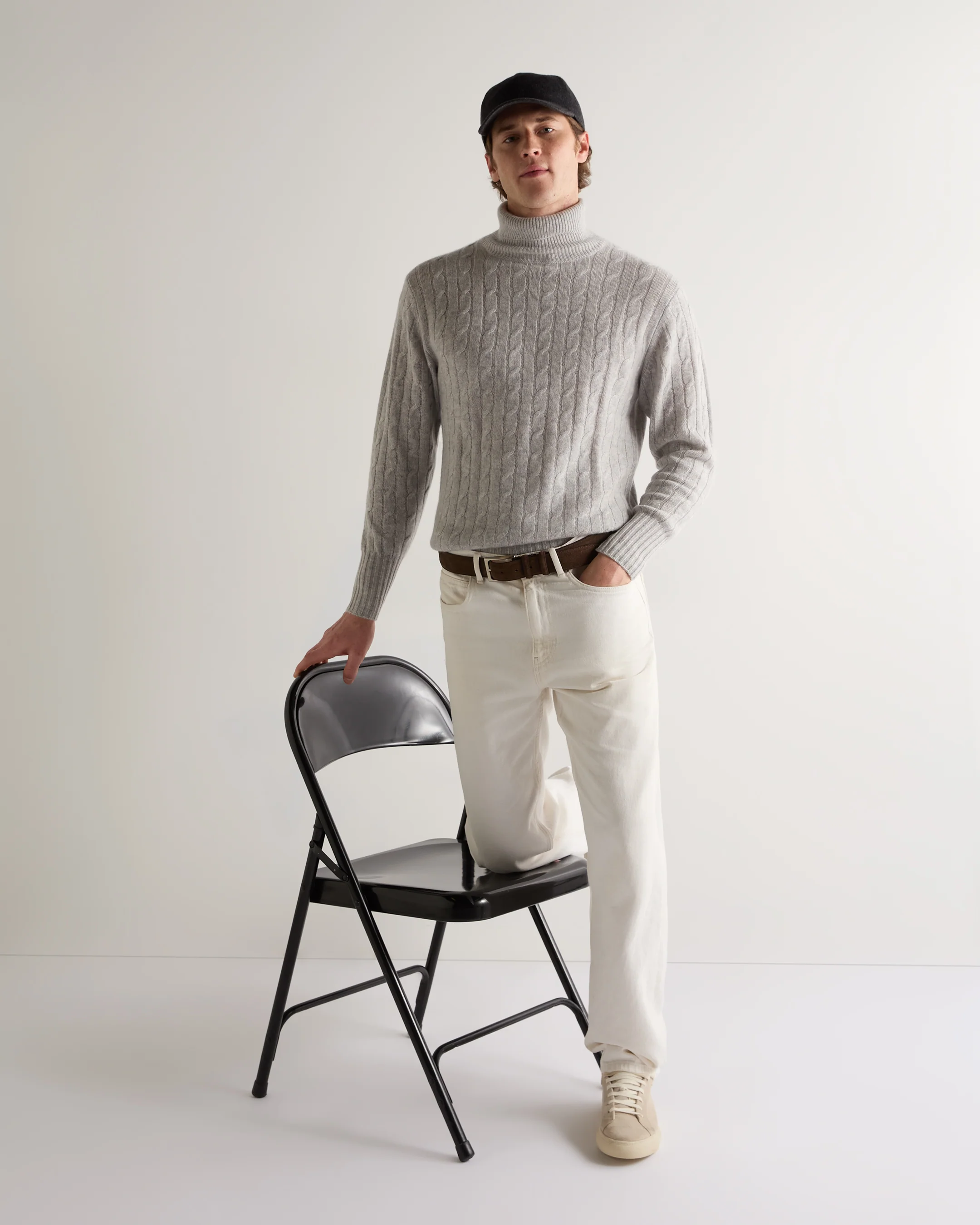 007 Cable Roll Neck Cashmere Jumper Fumo Grey - Image 4