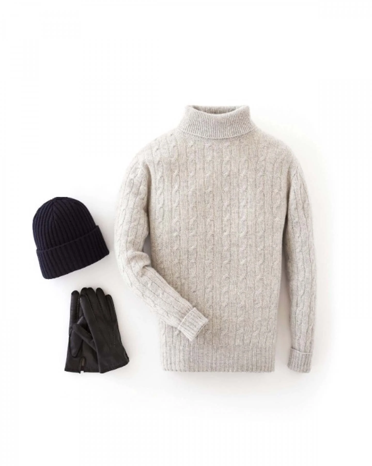 007 Chunky Ribbed Cashmere Hat Navy Blue - Image 3