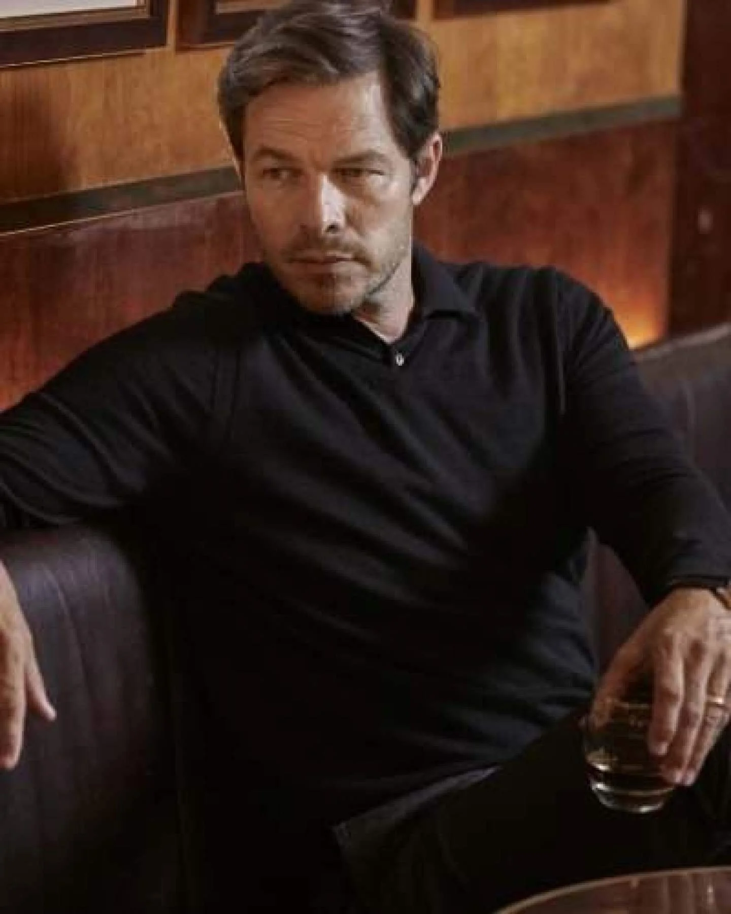 007 Fine Gauge Cashmere Polo T-Shirt Black - Image 3