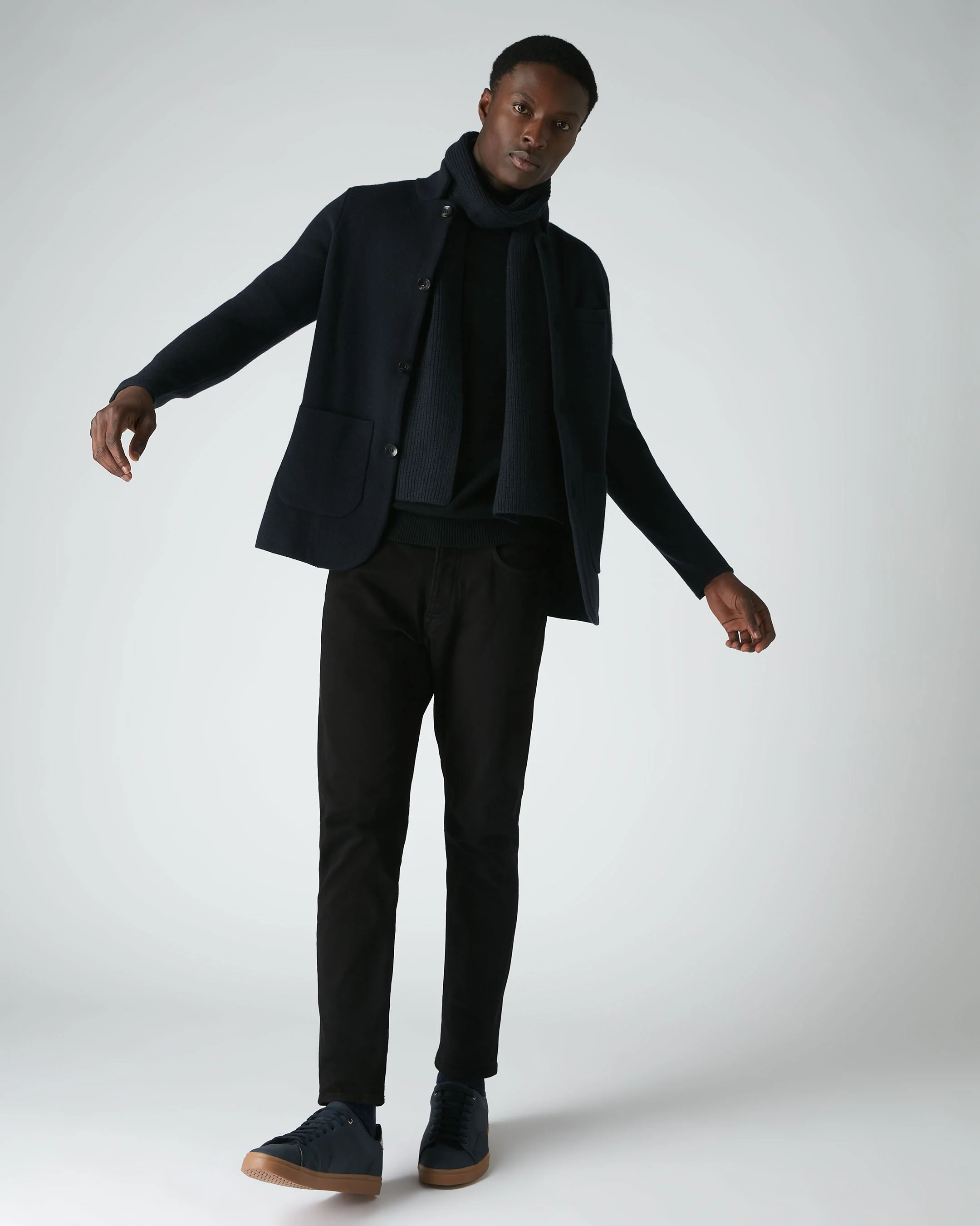 007 Milano Knitted Cashmere Jacket Navy Blue - Image 5