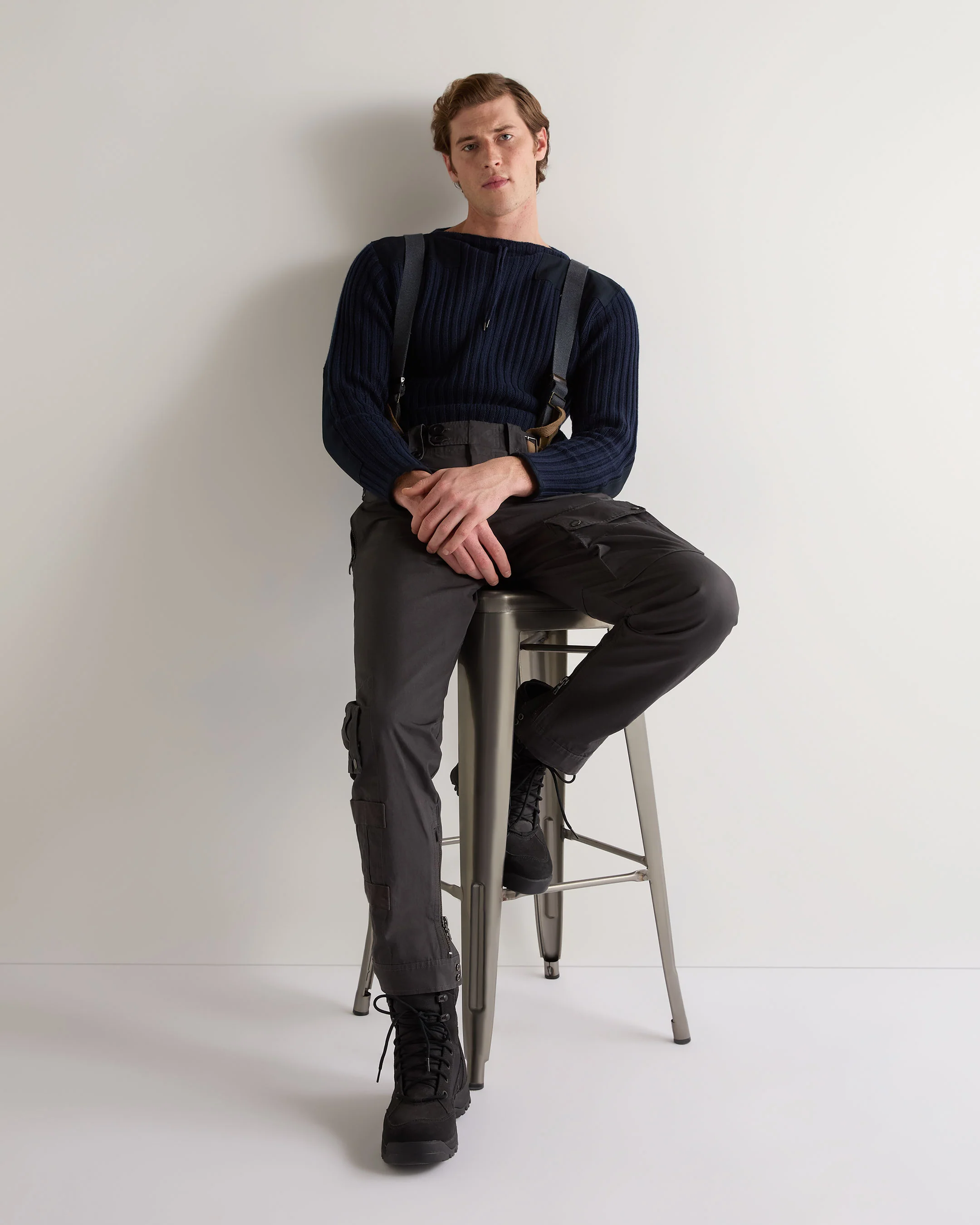 007 Ribbed Army Sweater Navy Blue - Image 11