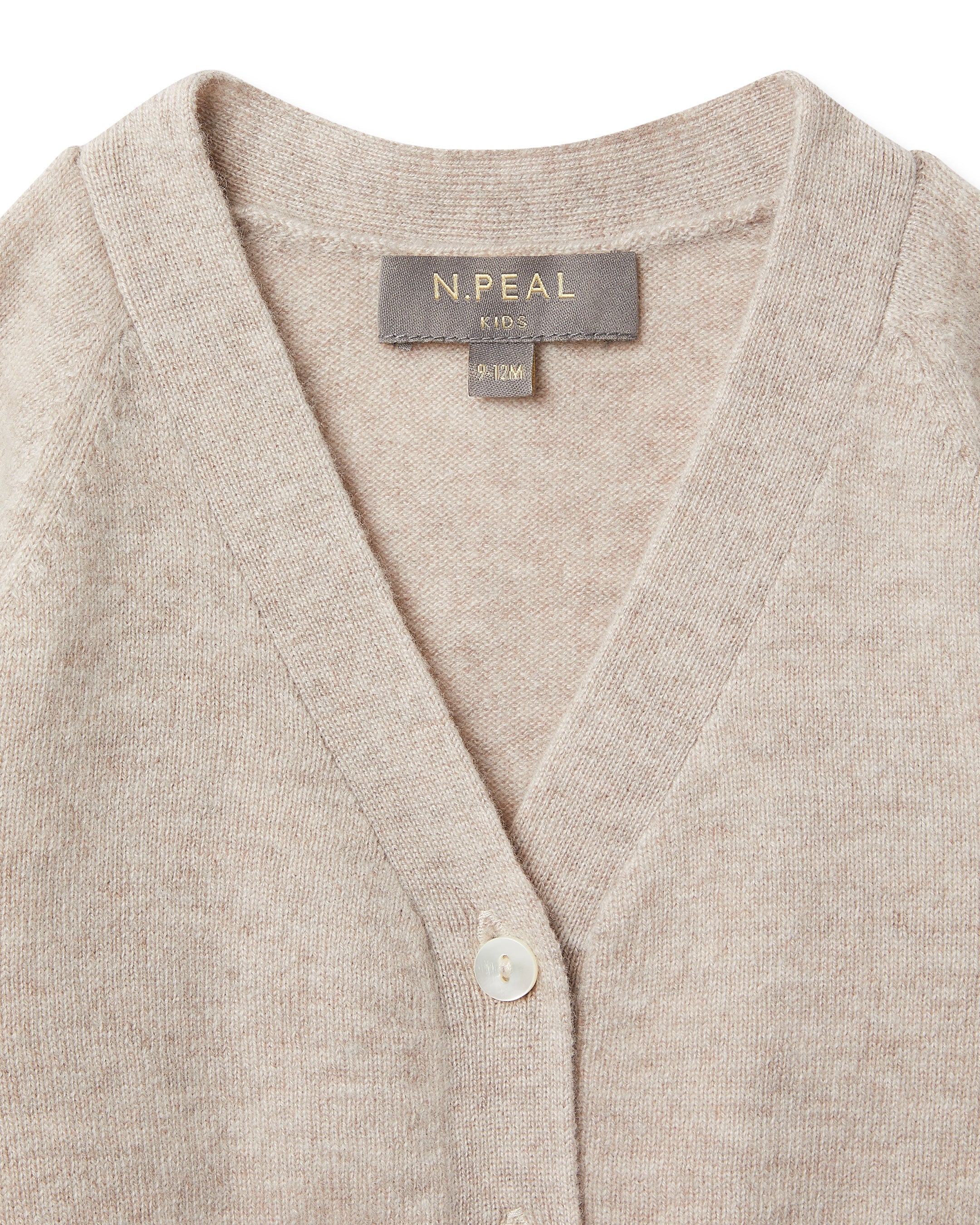 Bear Pocket Cashmere Cardigan Light Oatmeal Brown - Image 8