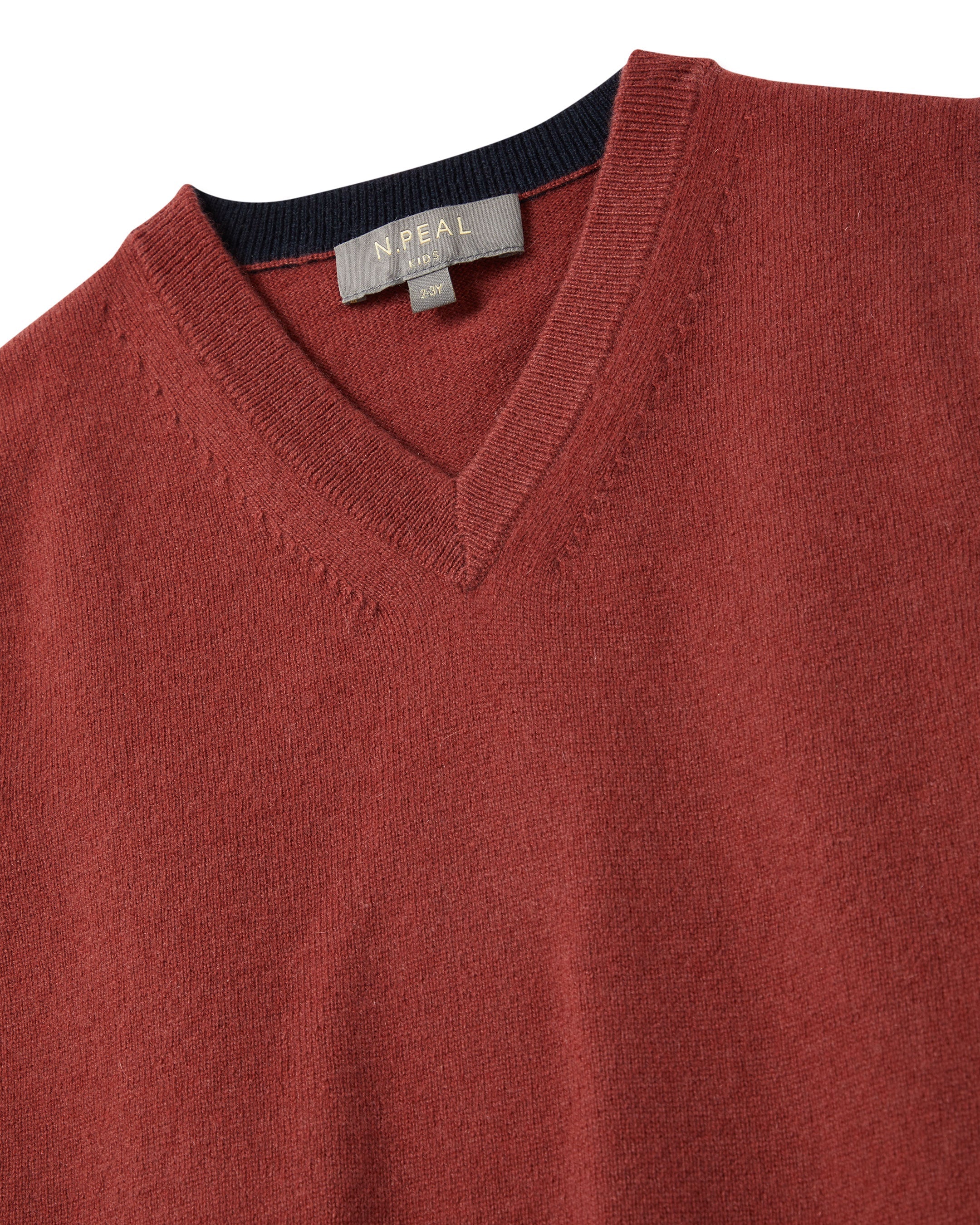 Boys Cashmere Slipover Brick Red - Image 3