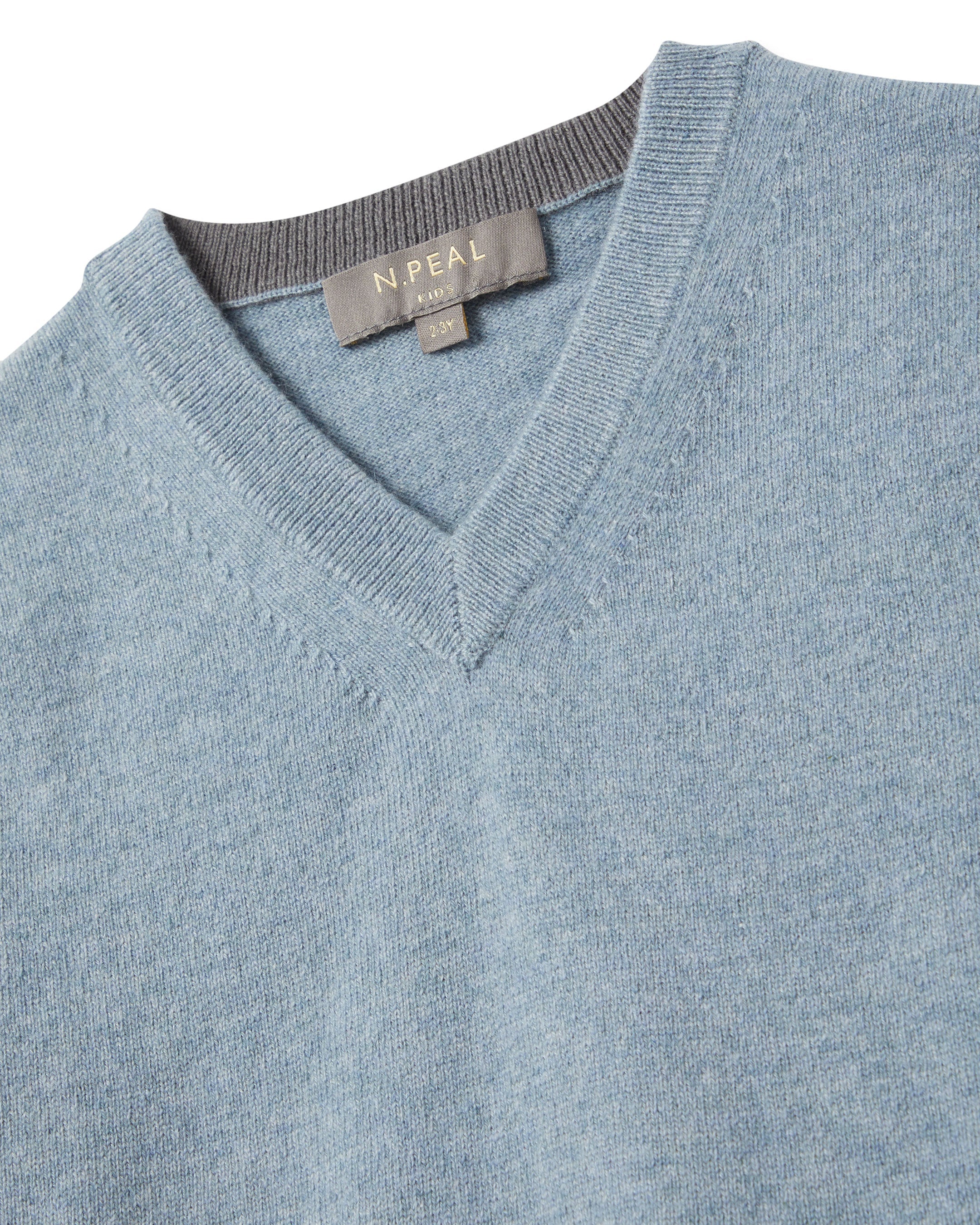 Boys Cashmere Slipover Heather Blue - Image 3
