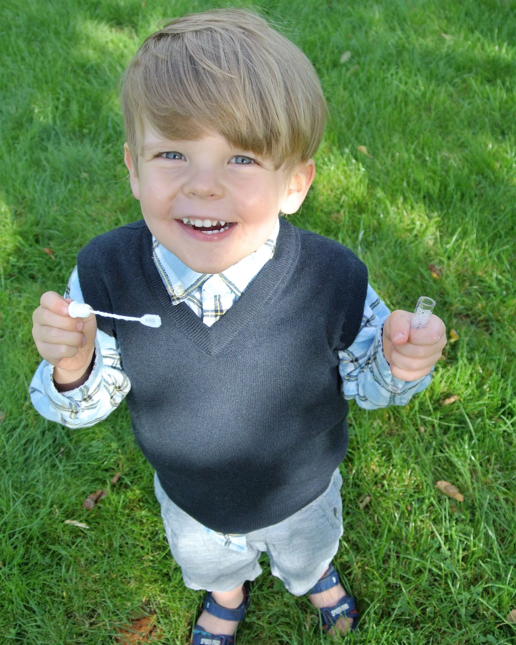 Boys Cashmere Slipover Navy Blue - Image 7