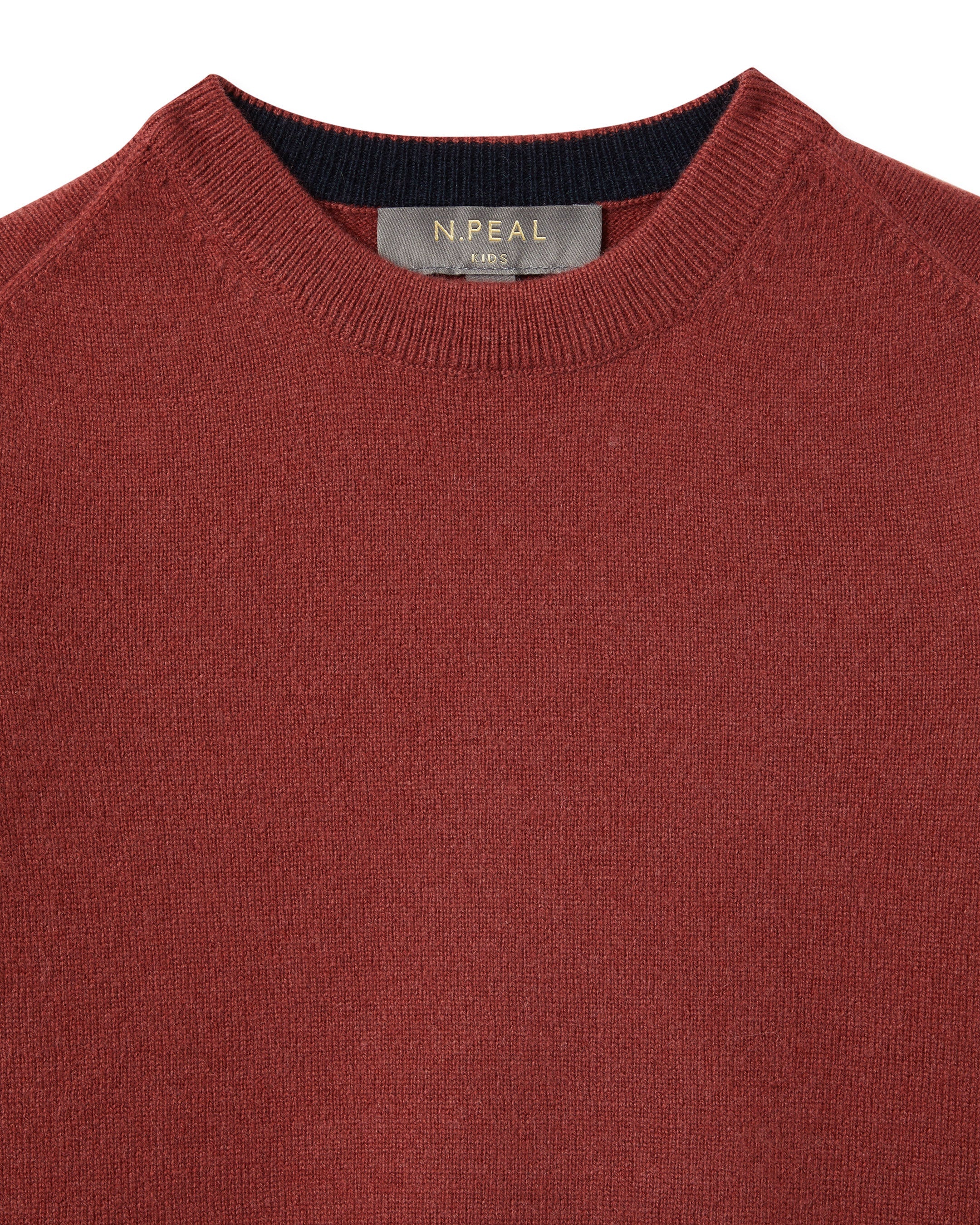 Boys Round Neck Cashmere Sweater Brick Red - Image 3