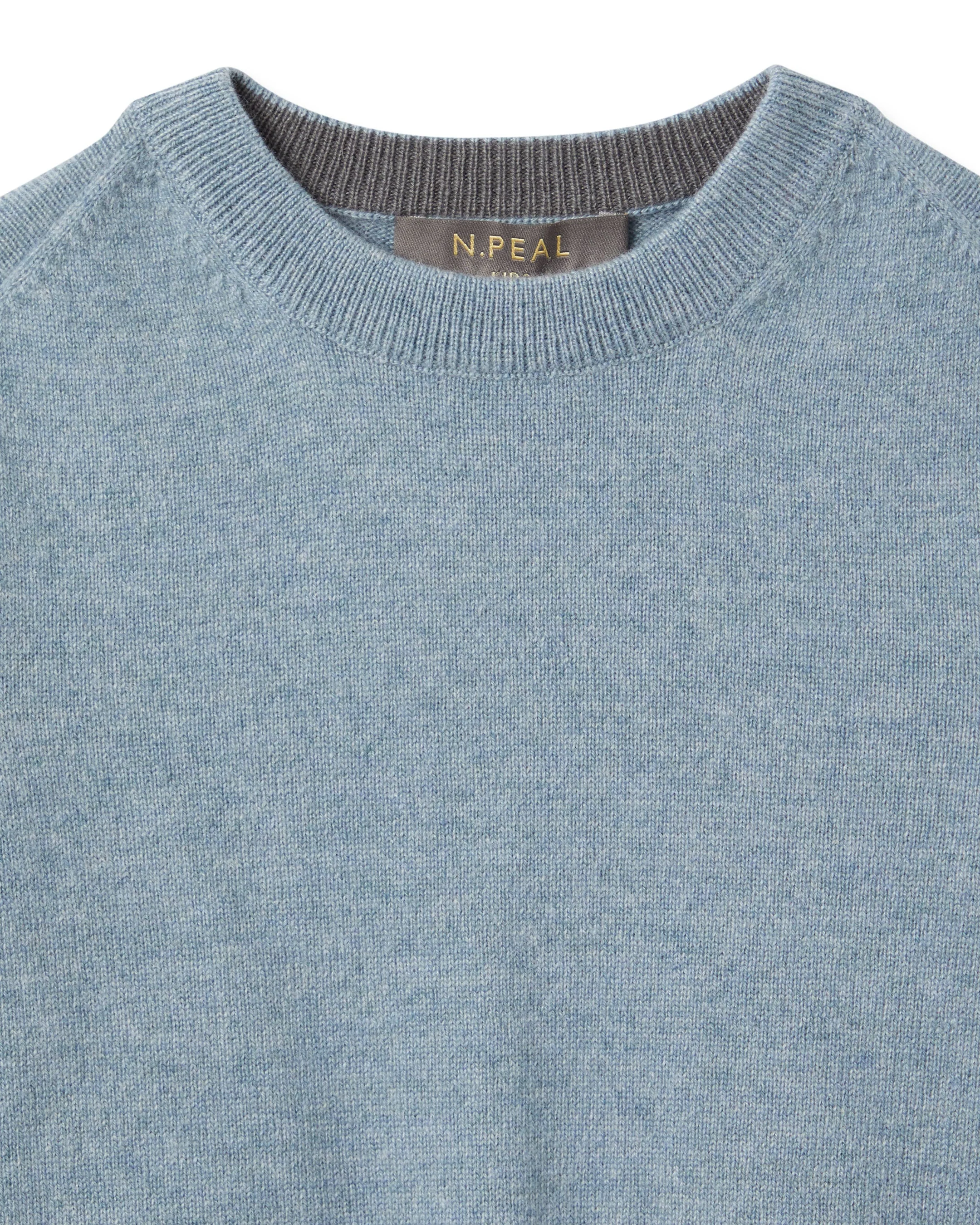 Boys Round Neck Cashmere Sweater Heather Blue - Image 3