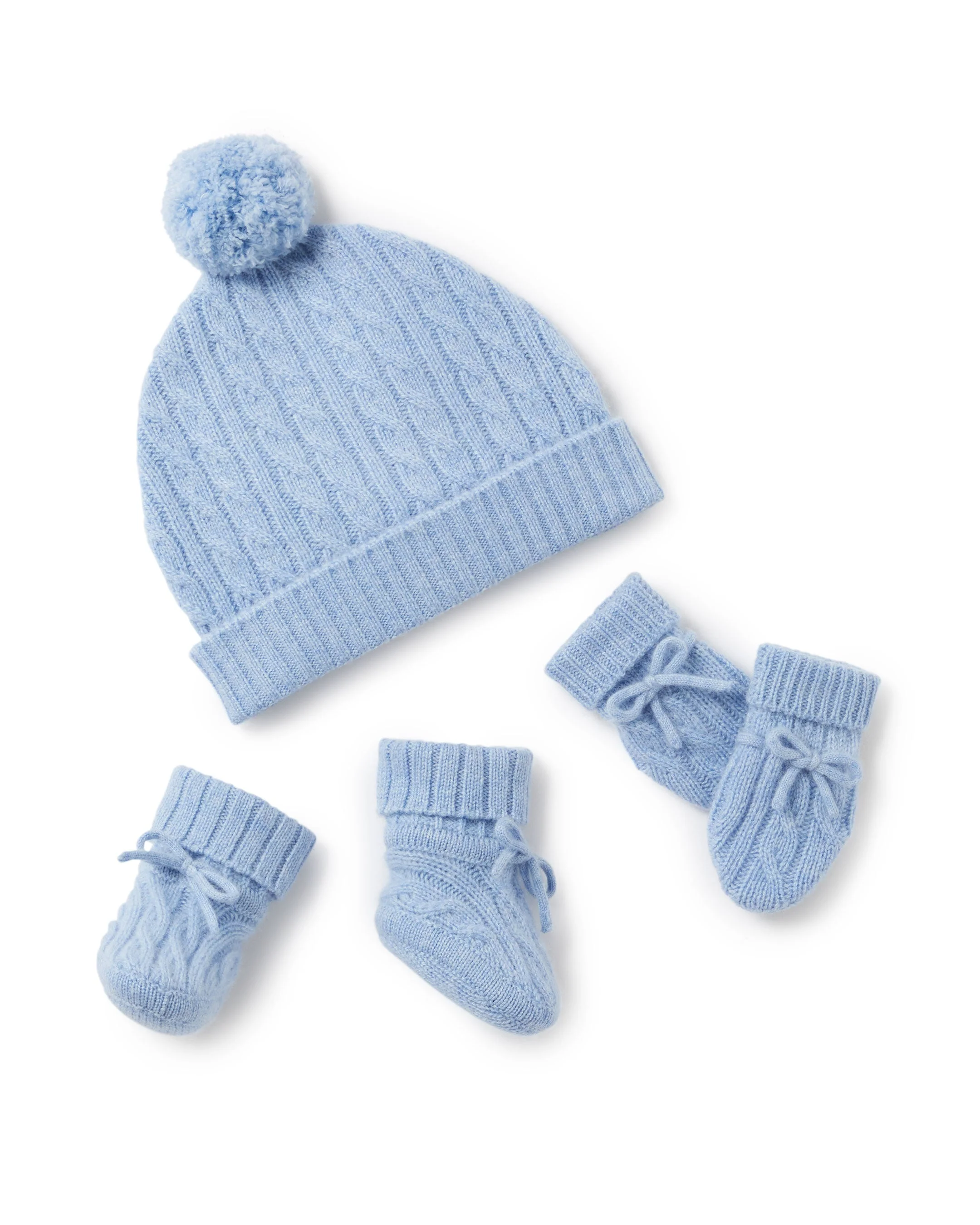 Cable Cashmere Booties Cornflower Blue - Image 3