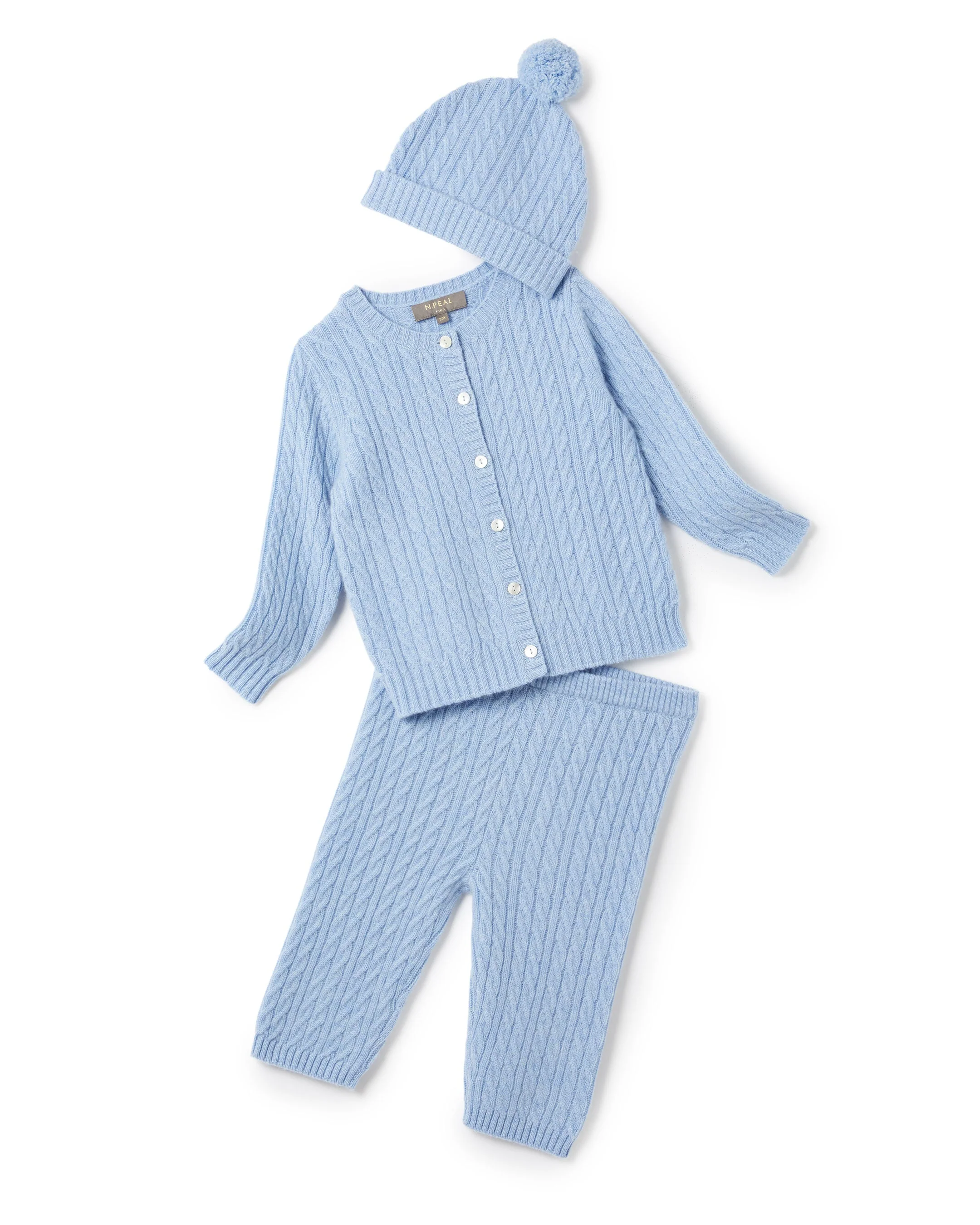 Cashmere Cable Cardigan Cornflower Blue - Image 10