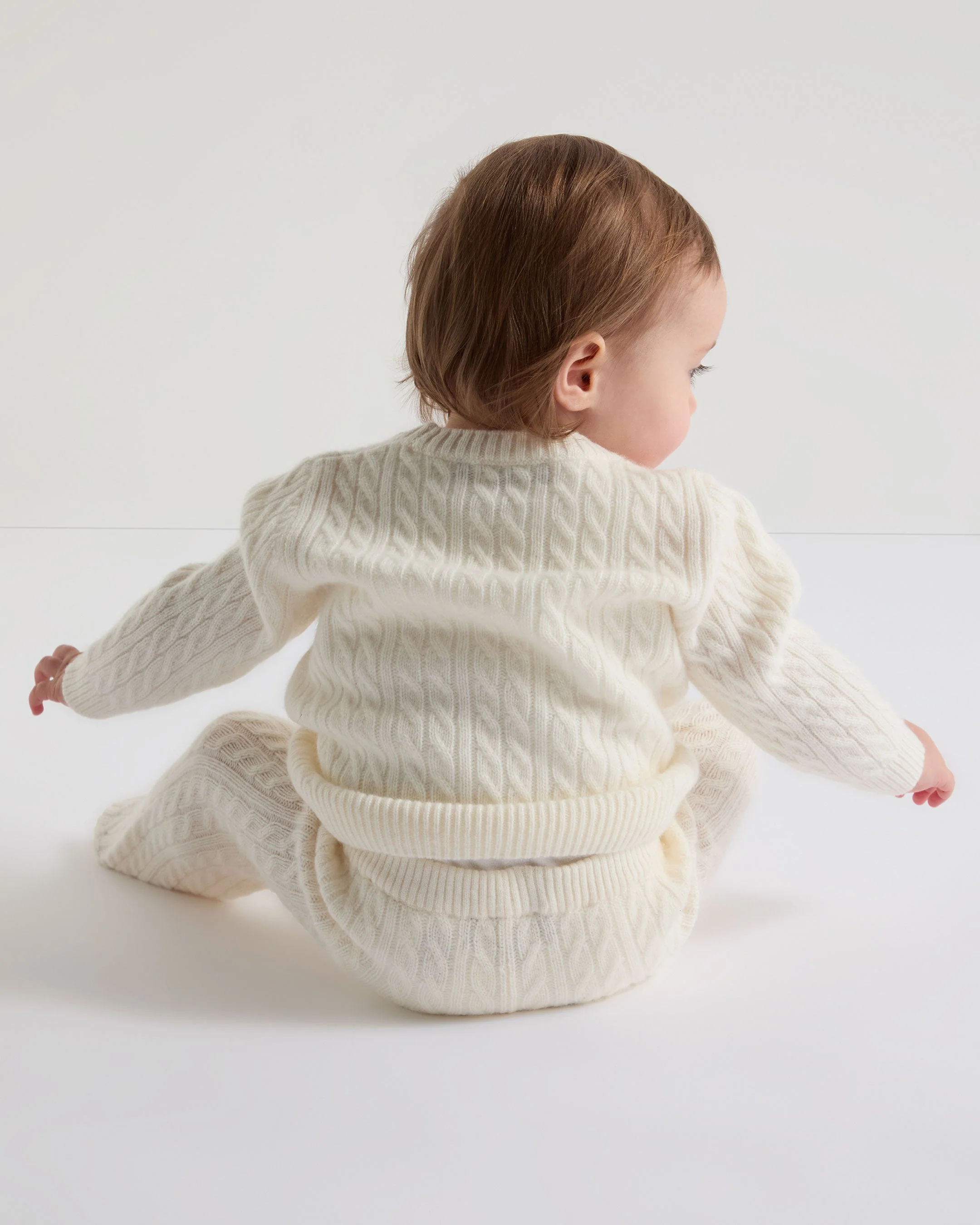 Cashmere Cable Cardigan New Ivory White - Image 3