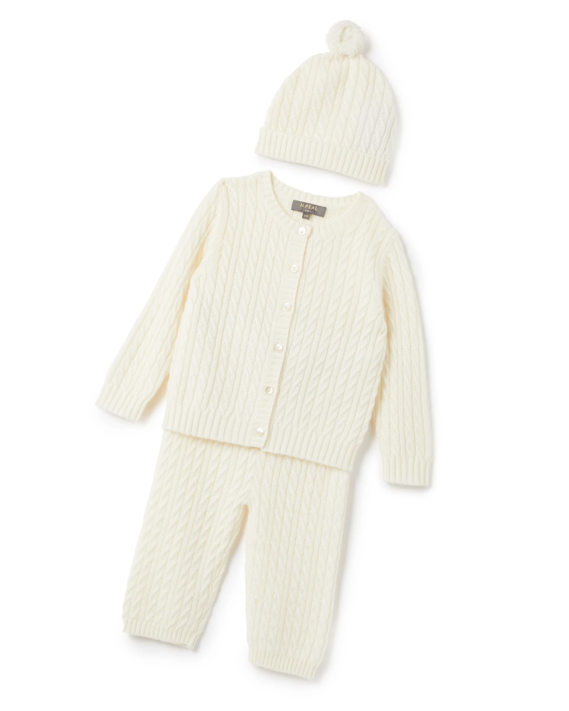 Cashmere Cable Hat New Ivory White - Image 6