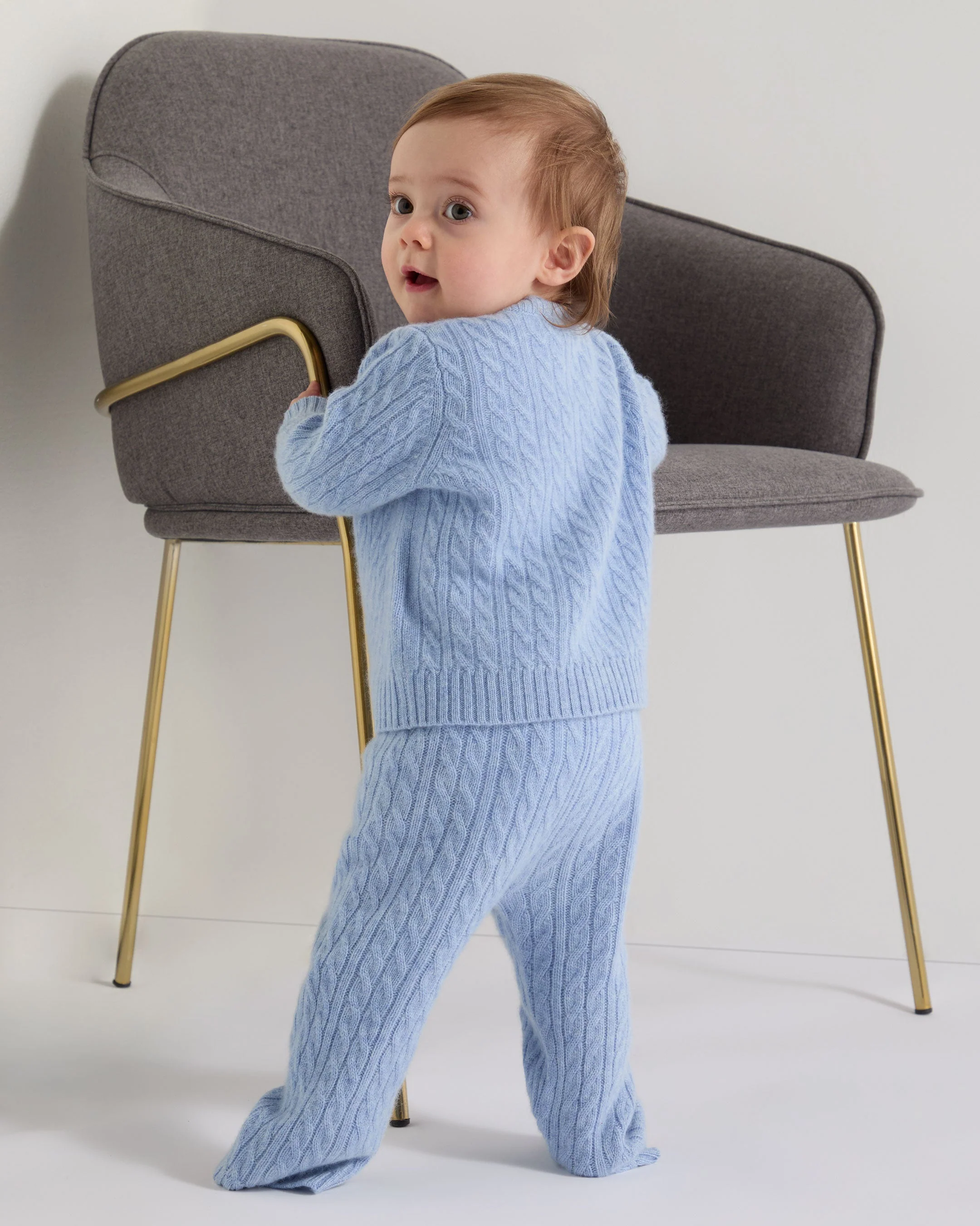 Cable Cashmere Leggings Cornflower Blue - Image 3