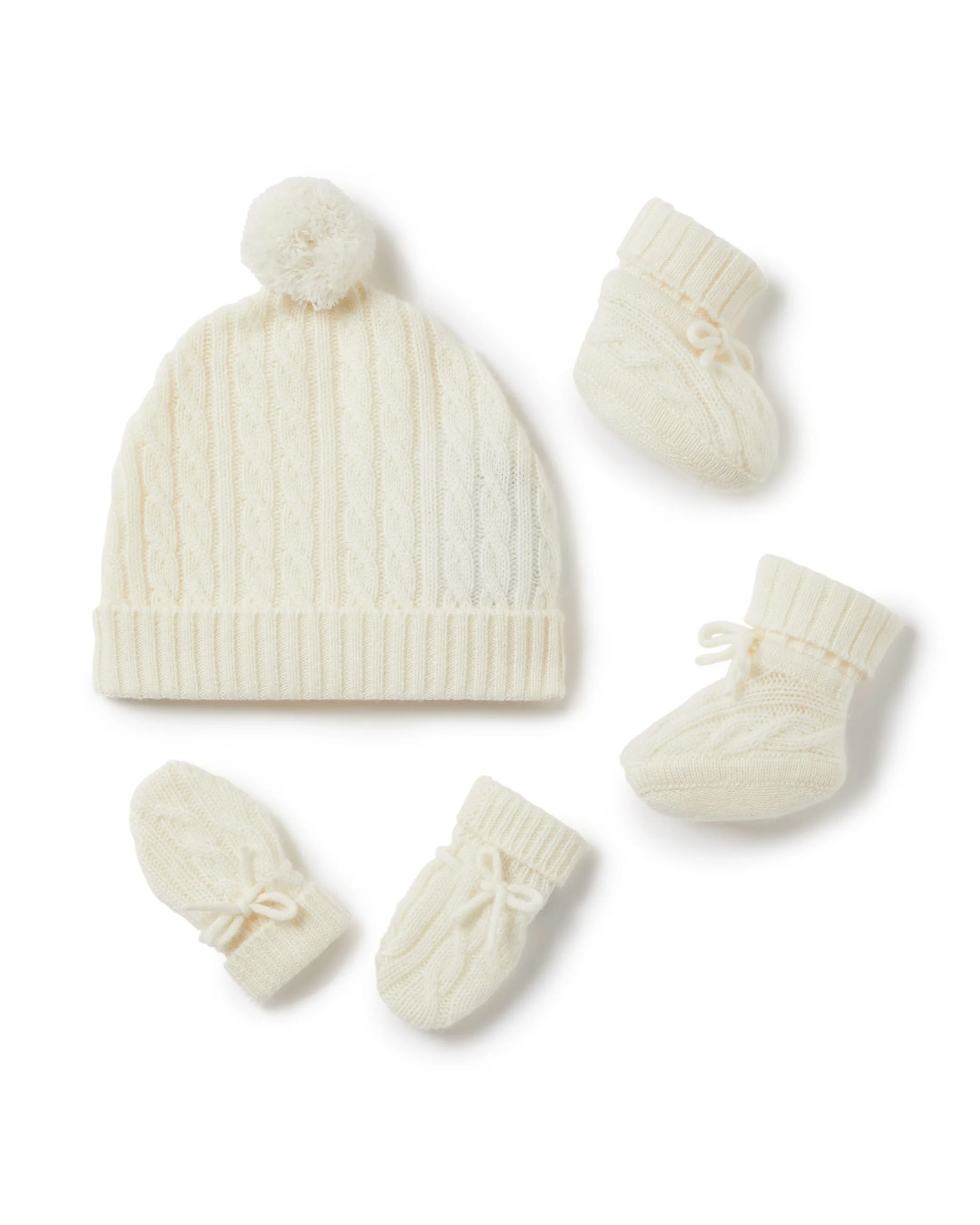 Cable Cashmere Mittens New Ivory White - Image 3
