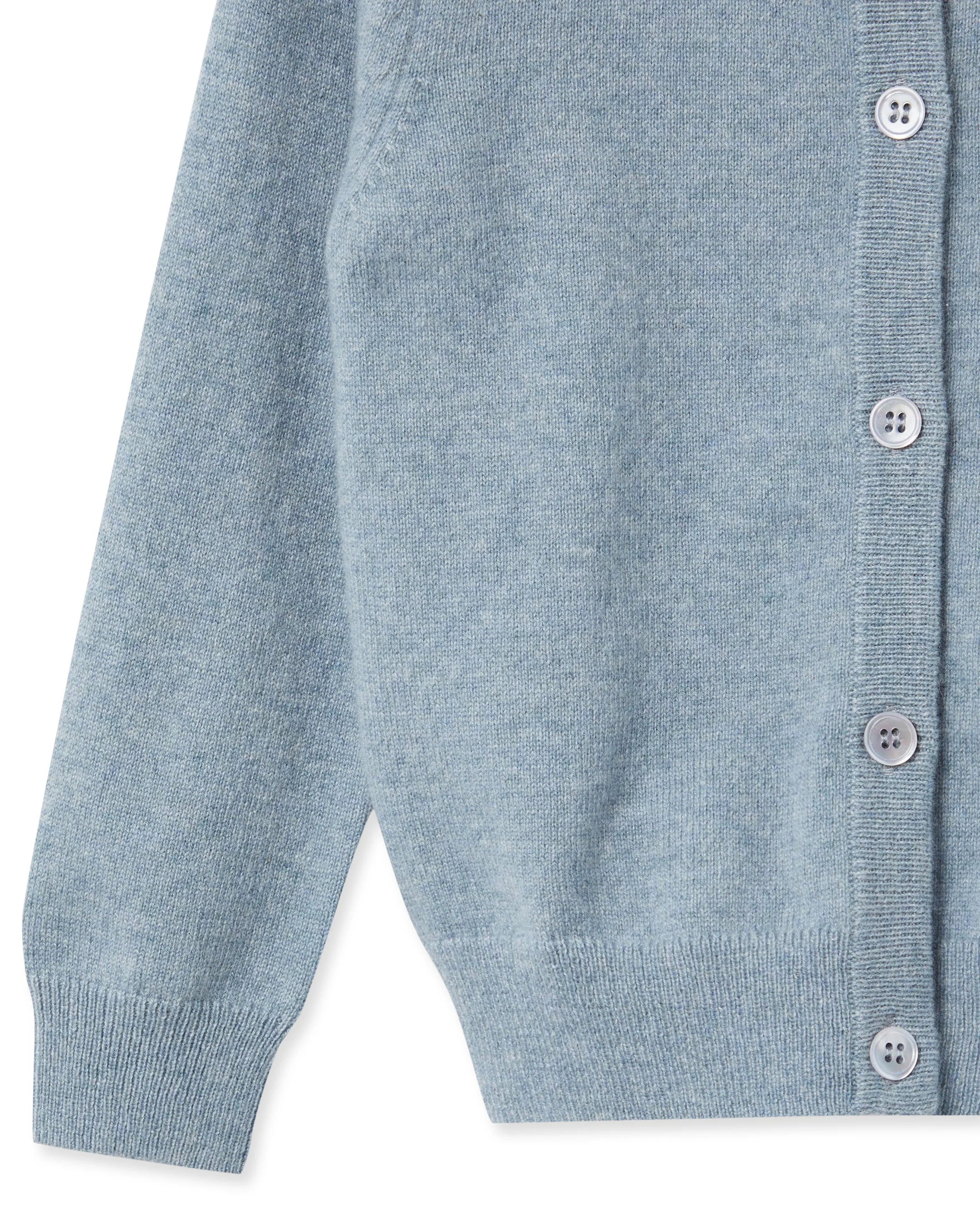 Girls Round Neck Cashmere Cardigan Heather Blue - Image 4