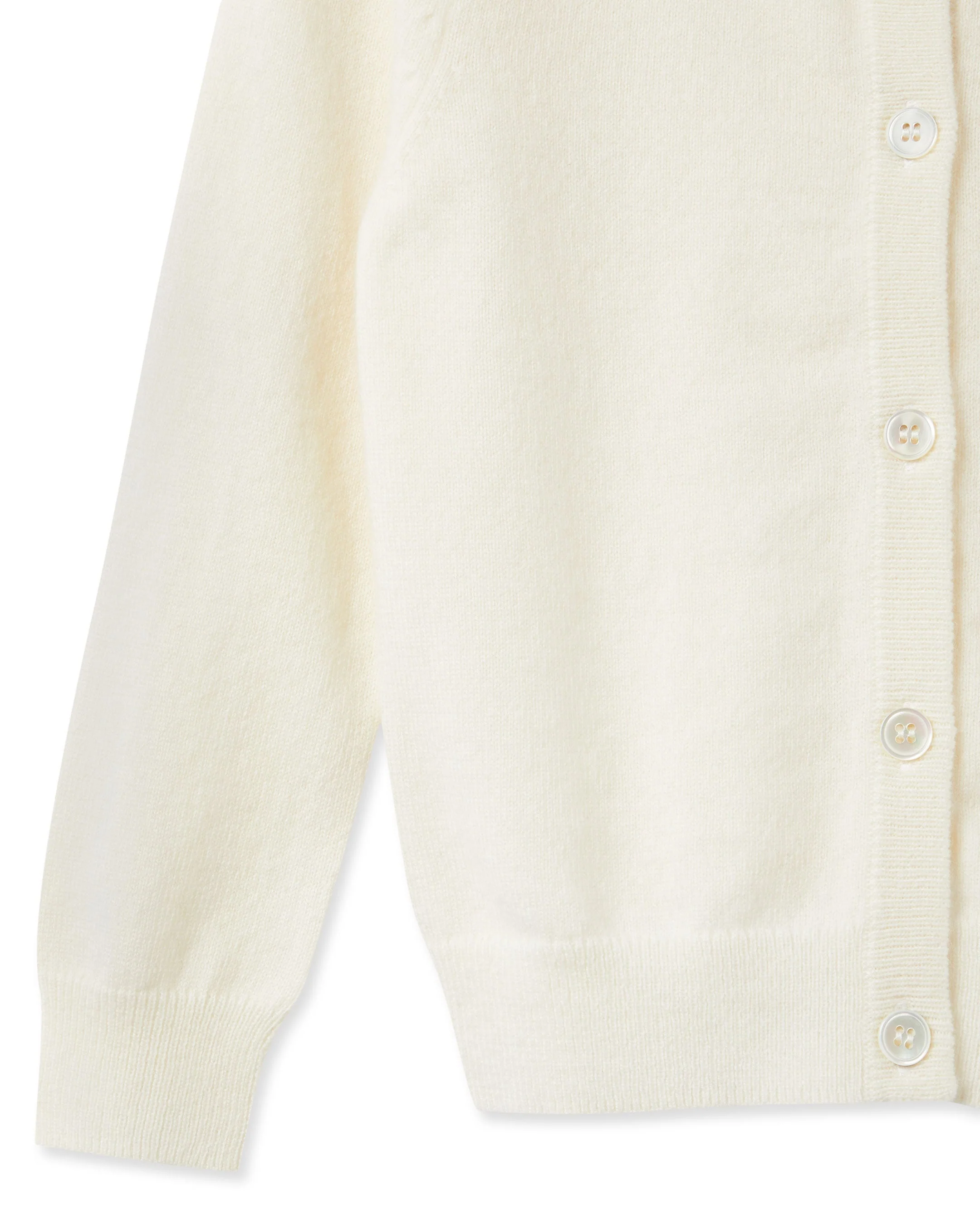 Girls Round Neck Cashmere Cardigan New Ivory White - Image 4