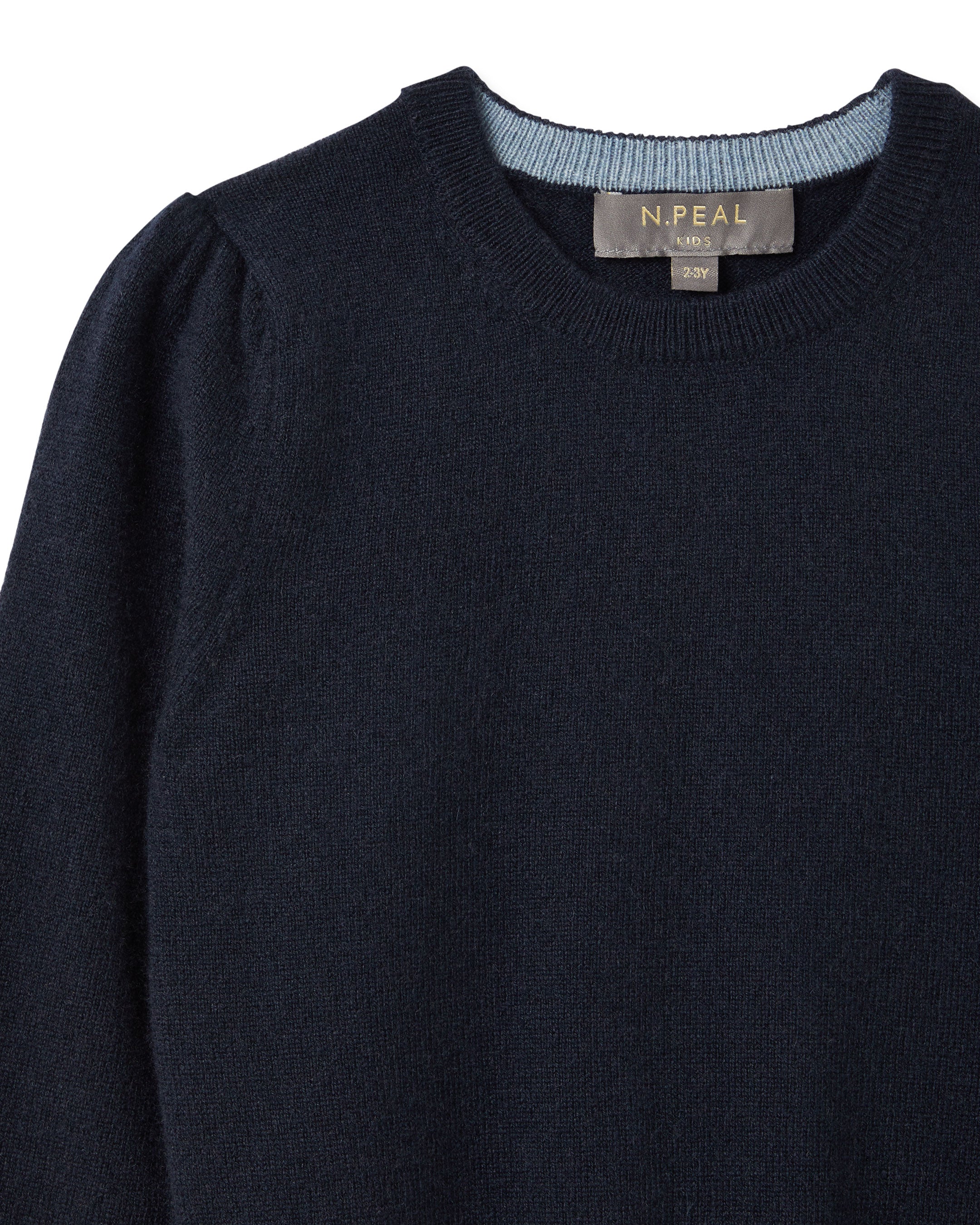 Girls Round Neck Cashmere Sweater Navy Blue - Image 3