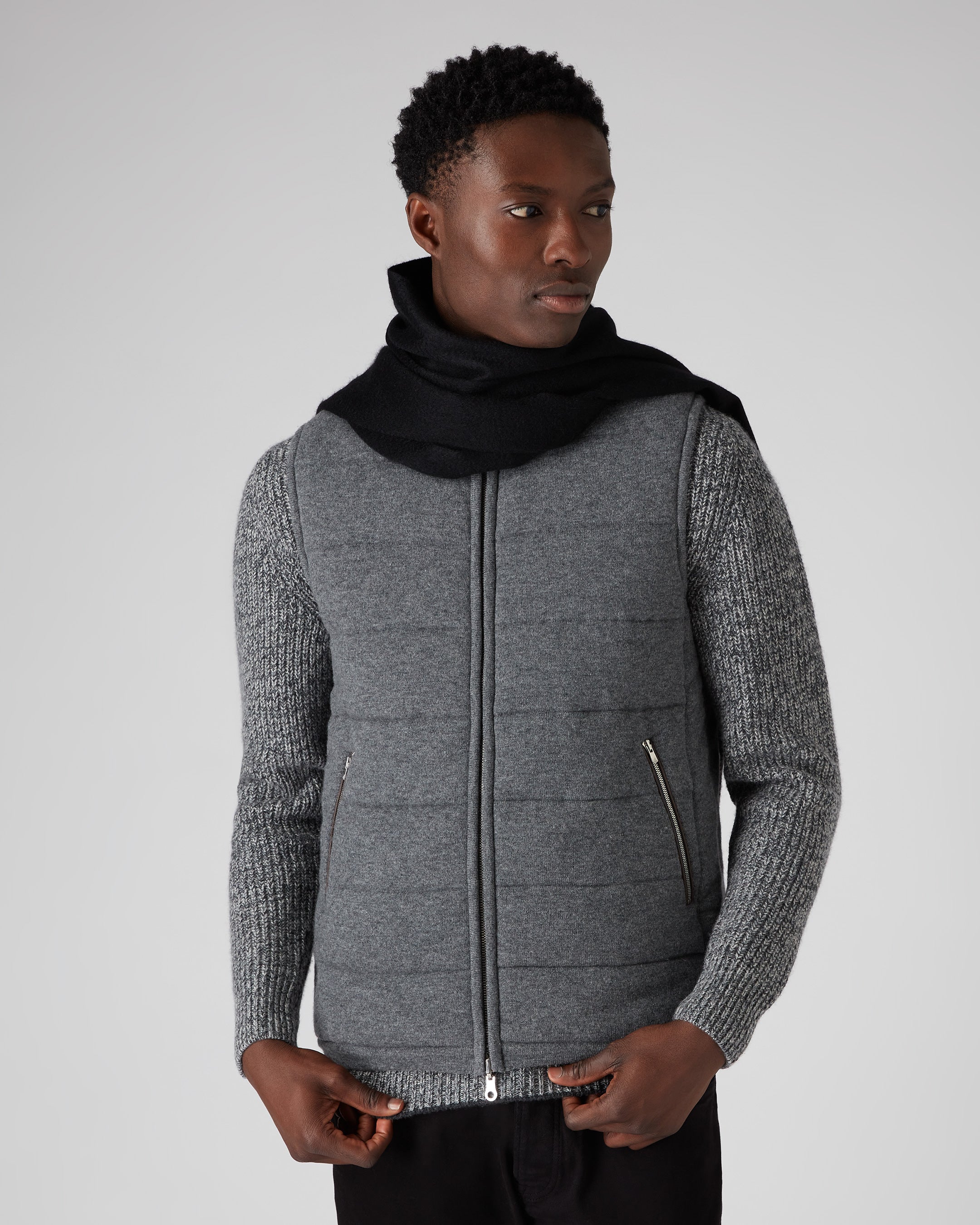 Unisex Large Woven Cashmere Scarf Black - Image 5