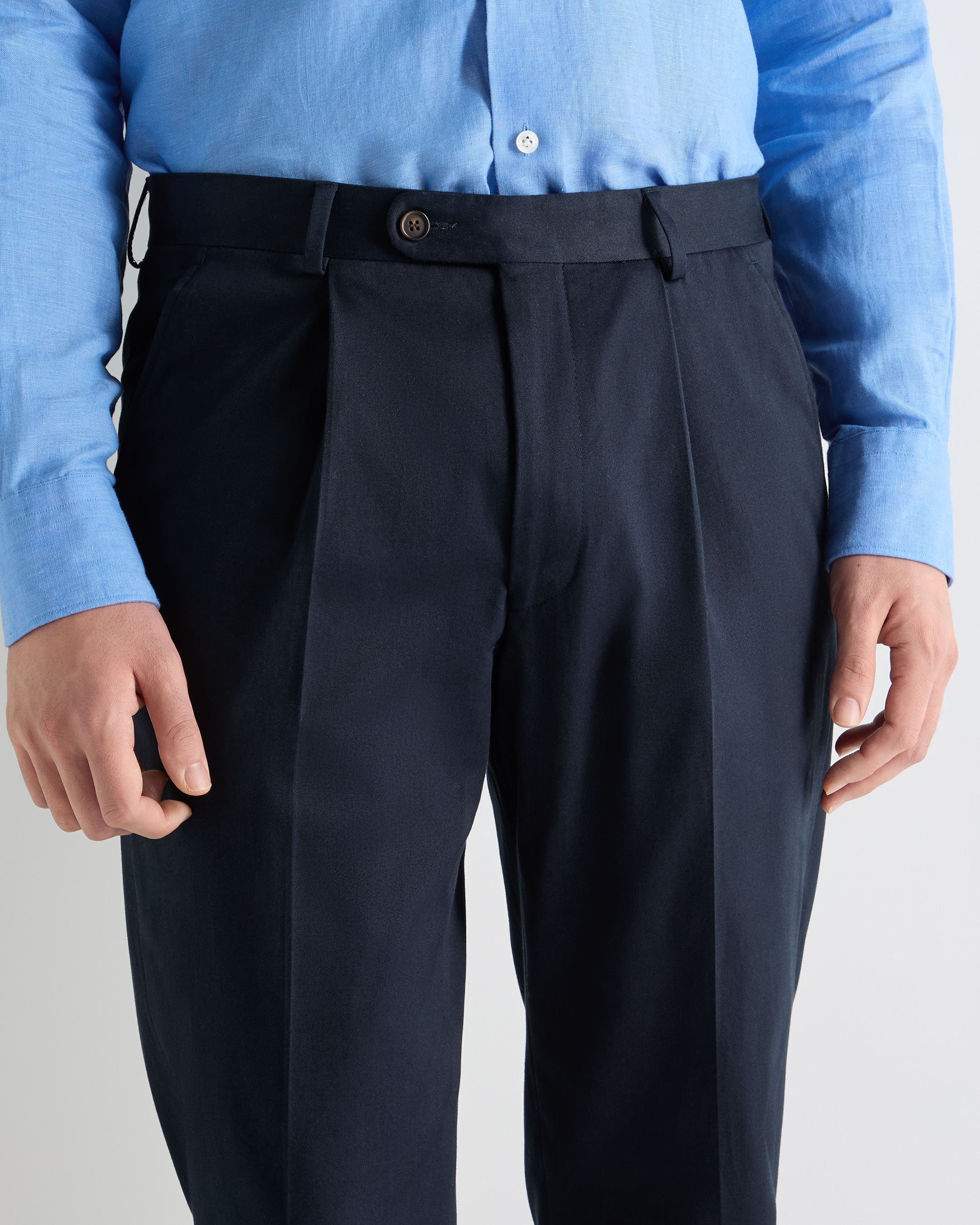 Men's Atrani Cotton Trousers Navy Blue - Image 5
