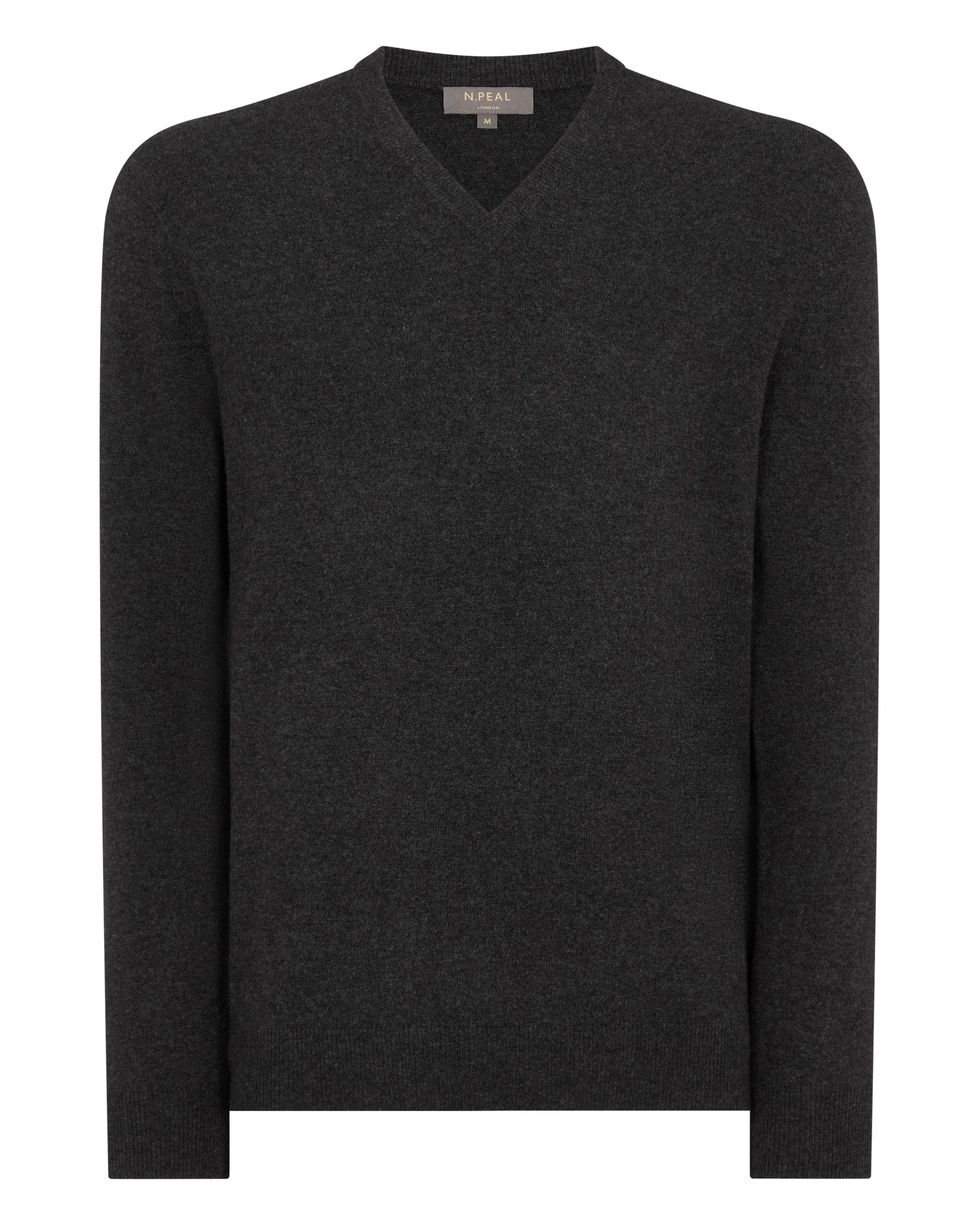 Men's Burlington V Neck Cashmere Sweater Deep Charcoal Grey - Image 2