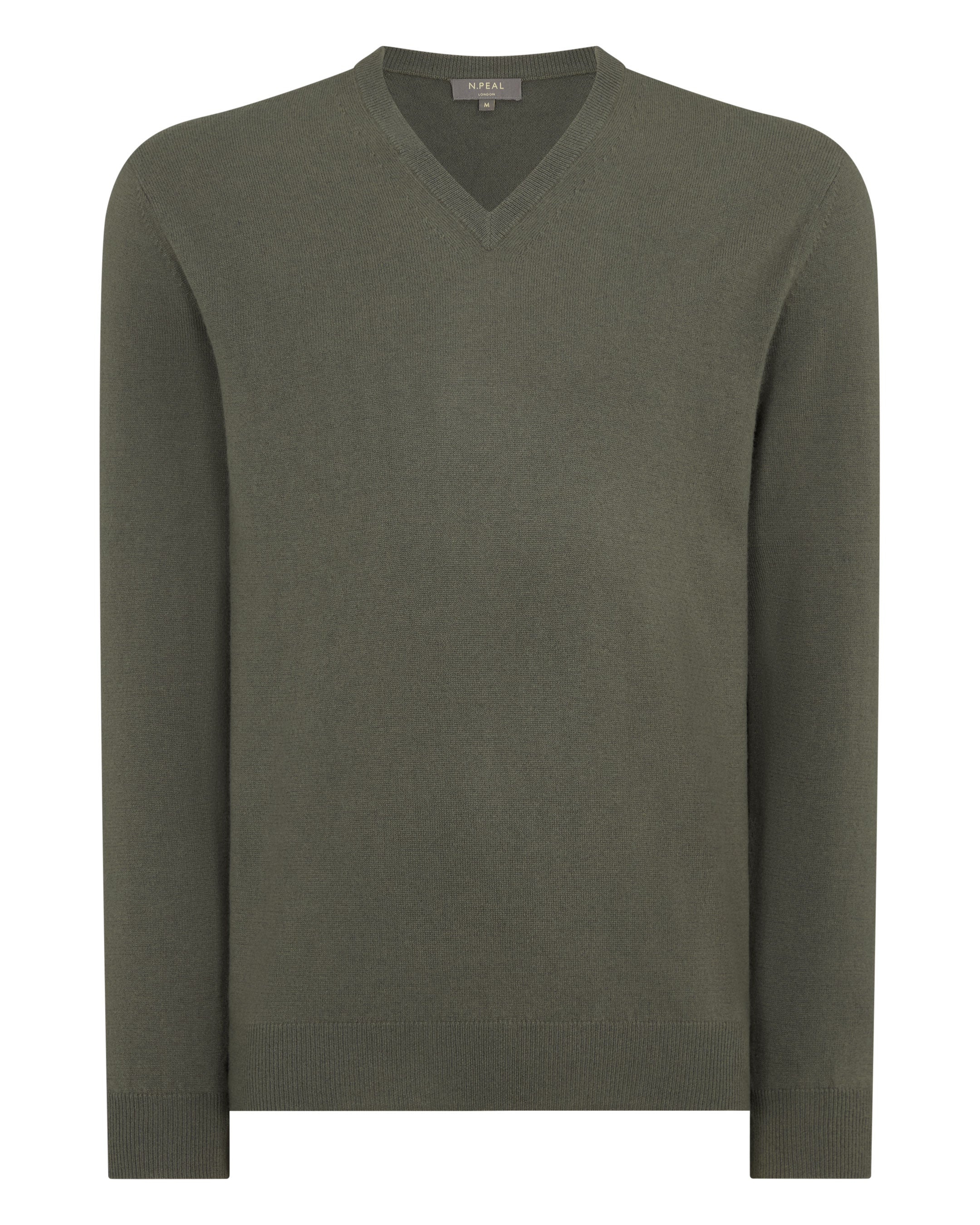 Men's Burlington V Neck Cashmere Sweater Olive Green - Image 2