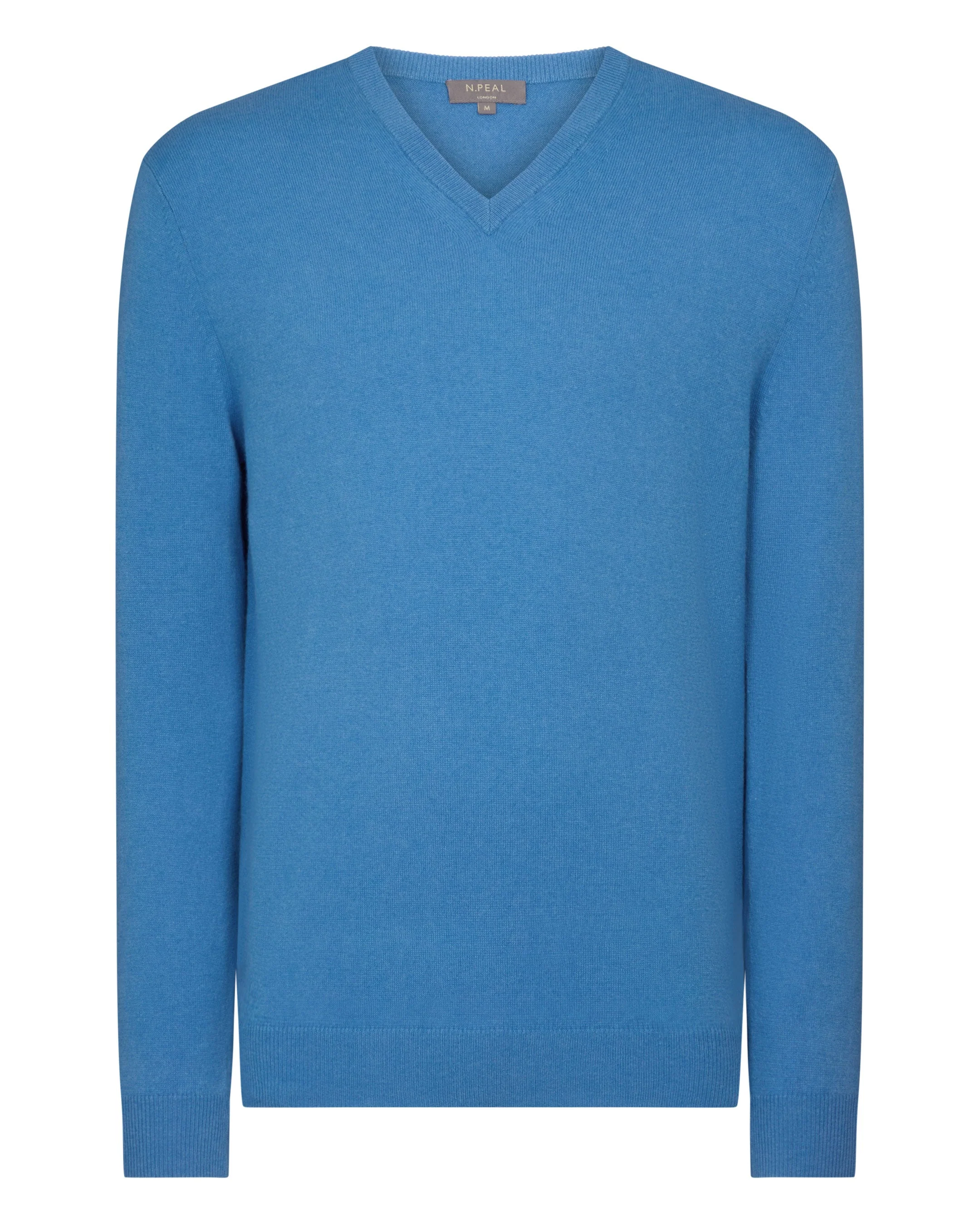 Men's Burlington V Neck Cashmere Sweater Sunshine Blue - Image 2