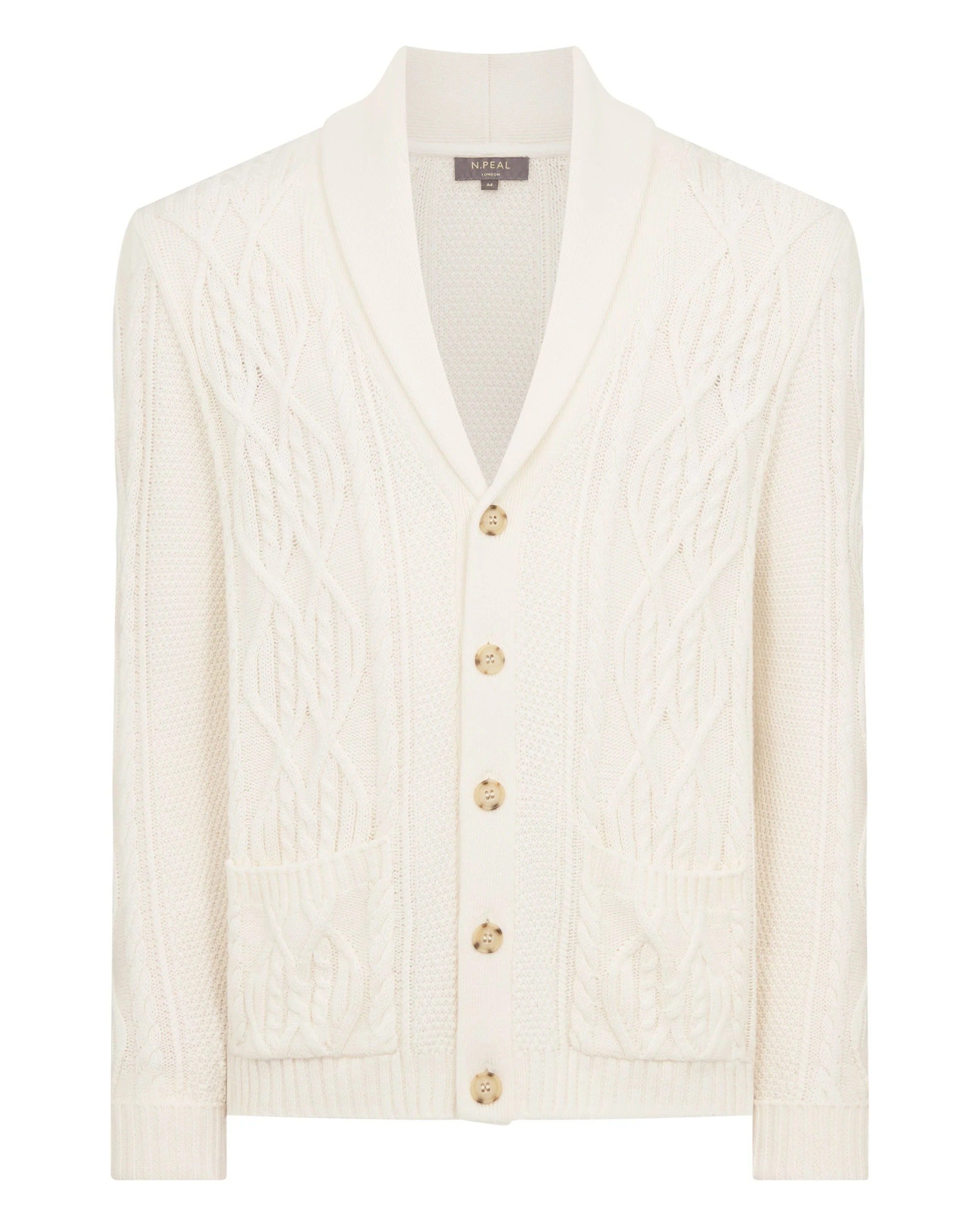 Men's Cable Shawl Cotton Blend Cardigan New Ivory White - Image 2
