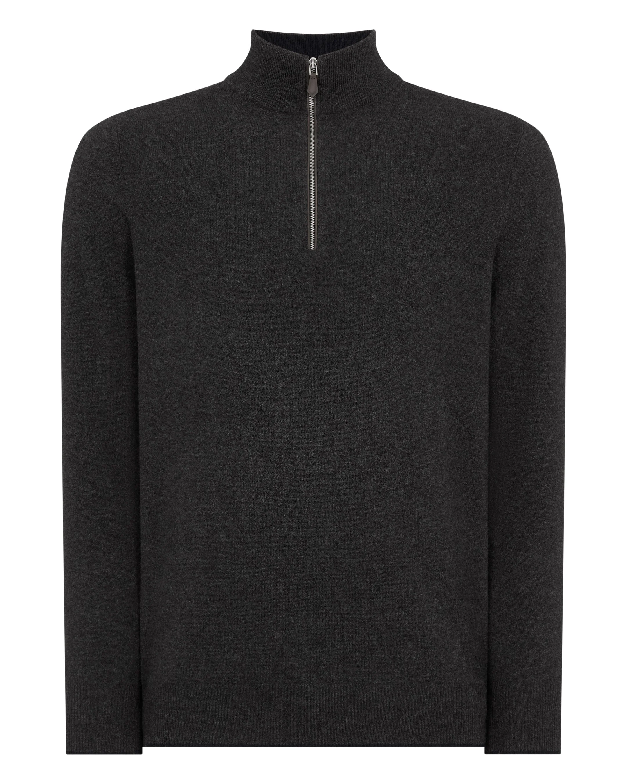 Men's Carnaby Half Zip Cashmere Sweater Deep Charcoal Grey - Image 2