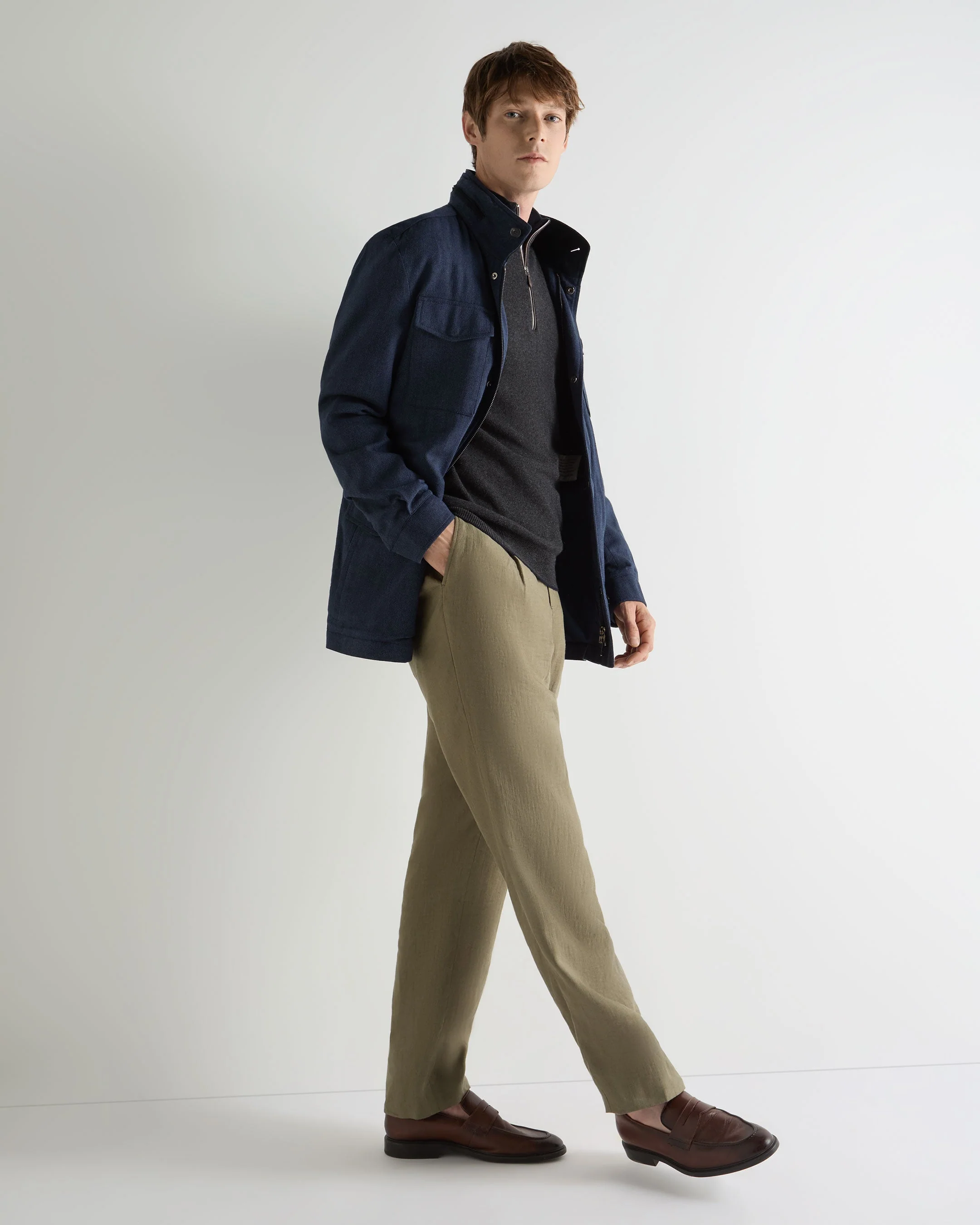 Men's Carnaby Half Zip Cashmere Sweater Deep Charcoal Grey - Image 3
