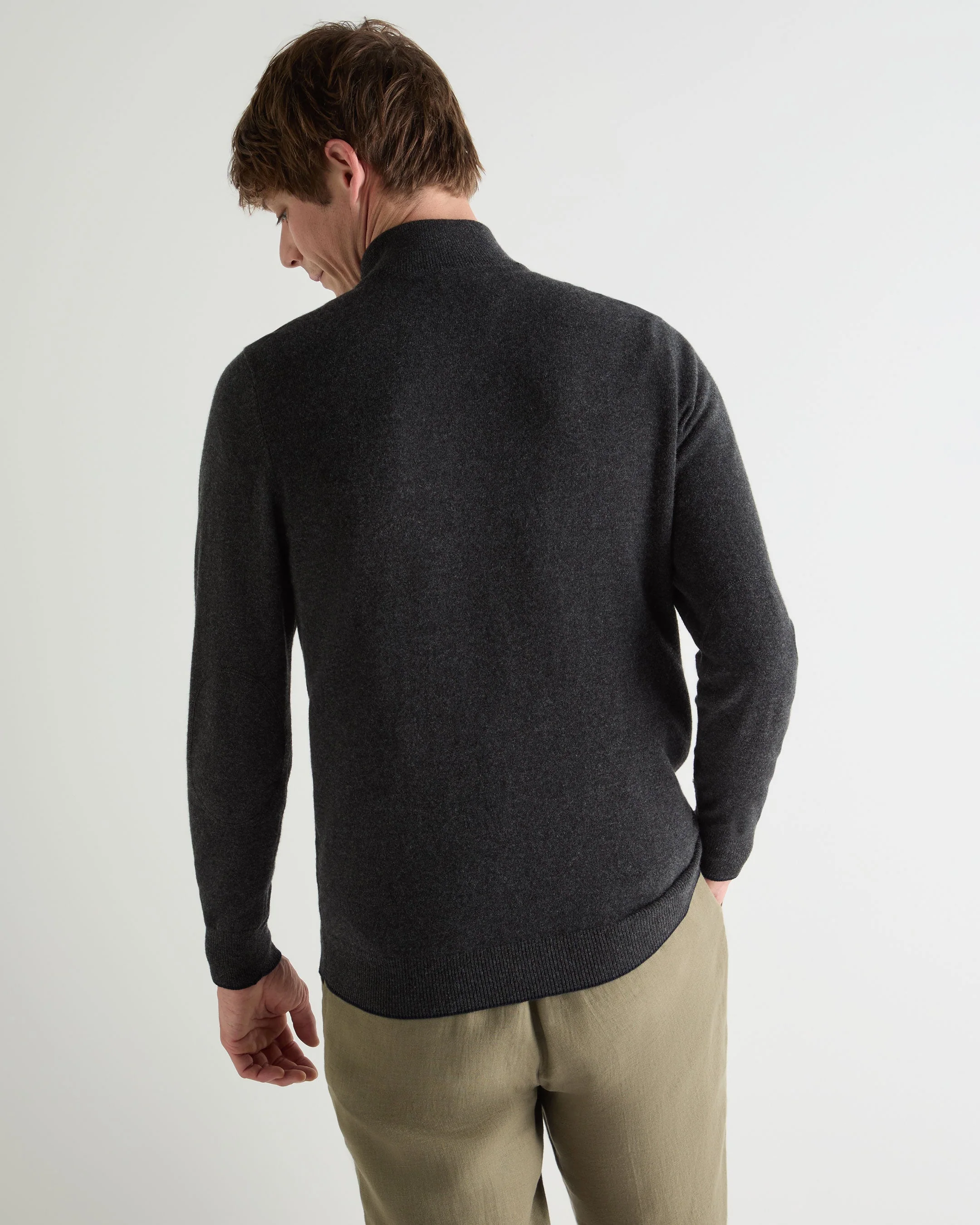 Men's Carnaby Half Zip Cashmere Sweater Deep Charcoal Grey - Image 4