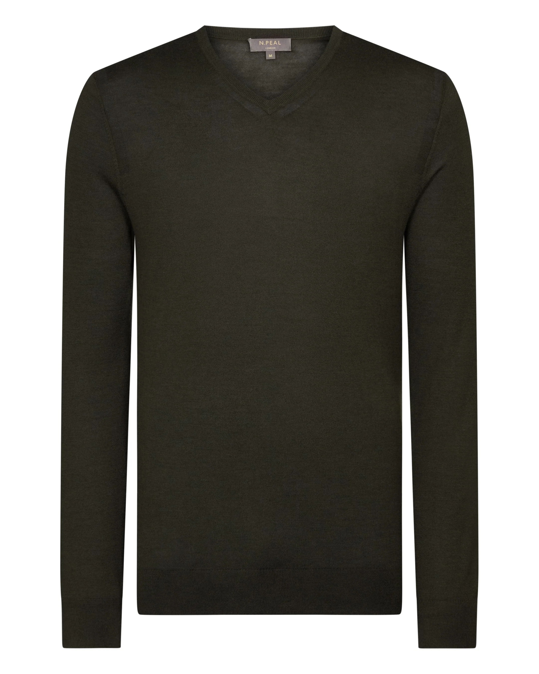 Men's Conduit Fine Gauge Cashmere V Neck Sweater Arabica Khaki Green - Image 2