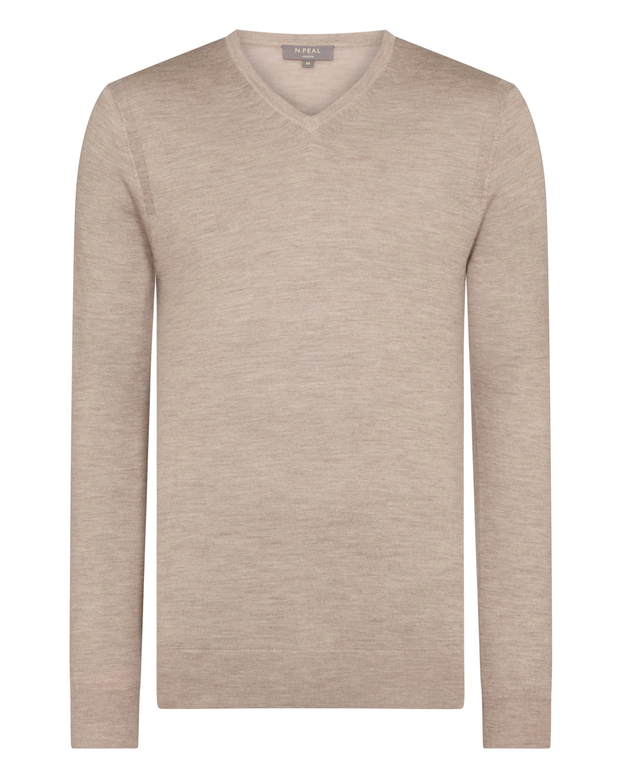 Men's Conduit Fine Gauge Cashmere V Neck Sweater Soft Taupe Brown - Image 2