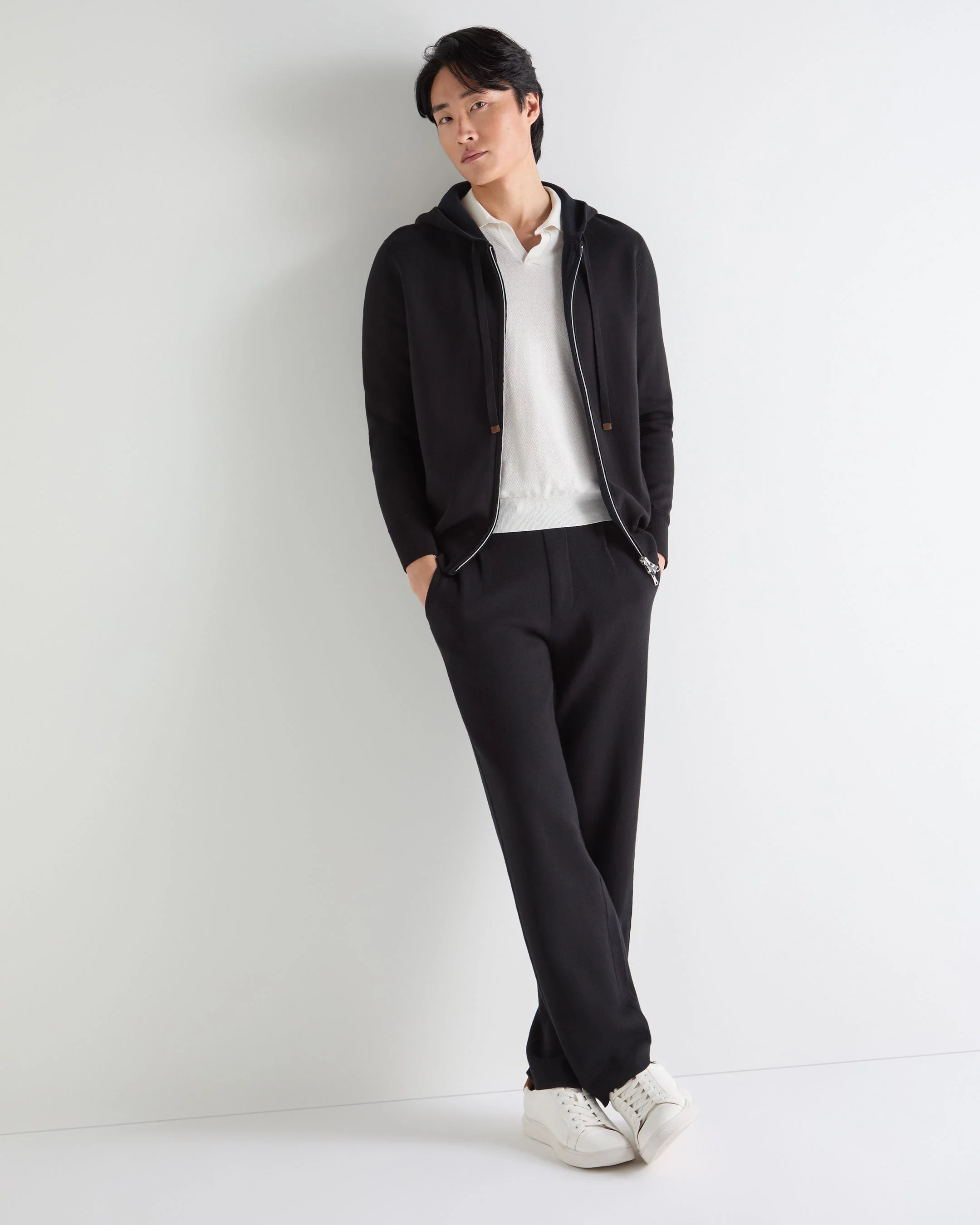 Men's Double Face Cotton Blend Hoodie Black - Image 3