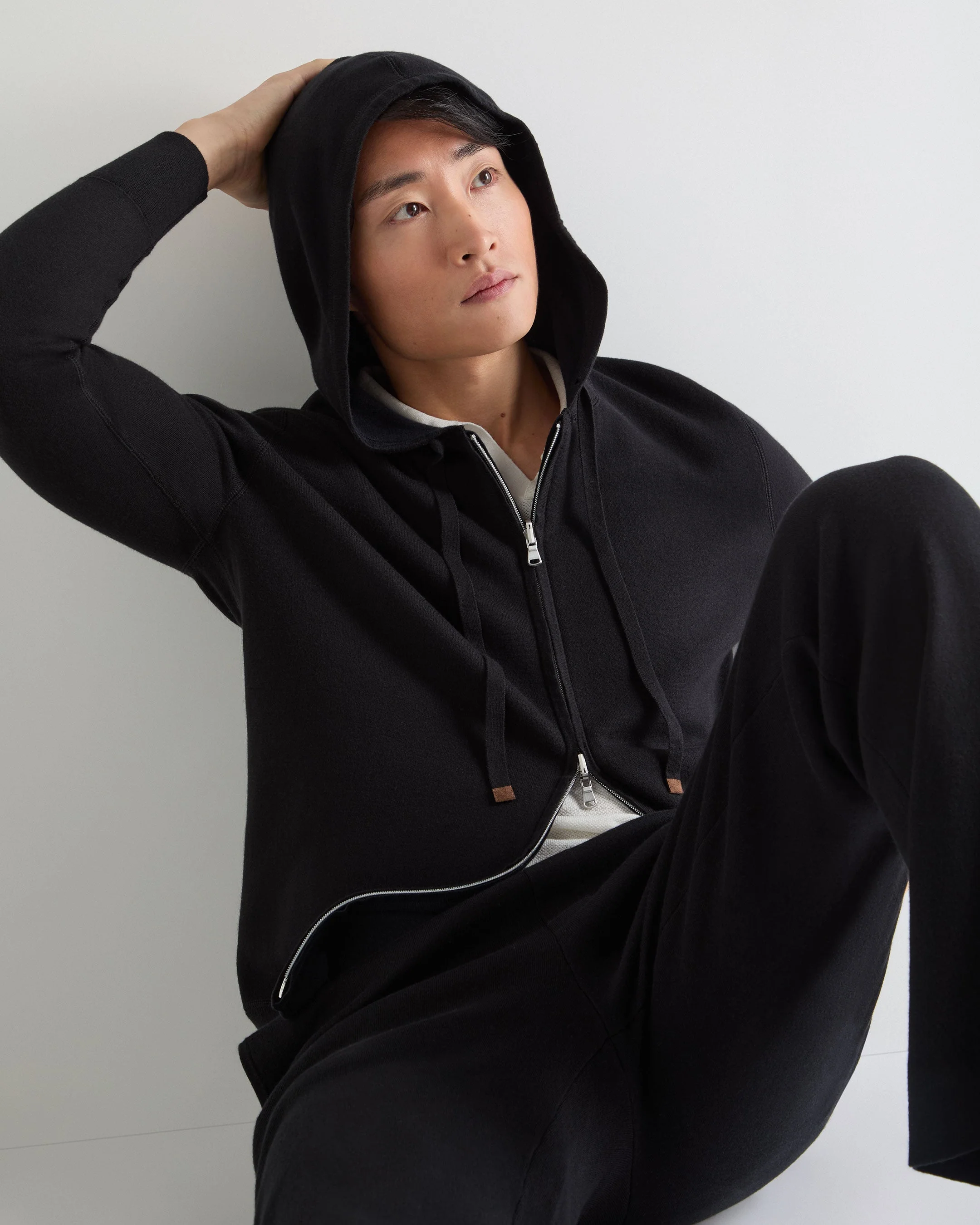 Men's Double Face Cotton Blend Hoodie Black - Image 6