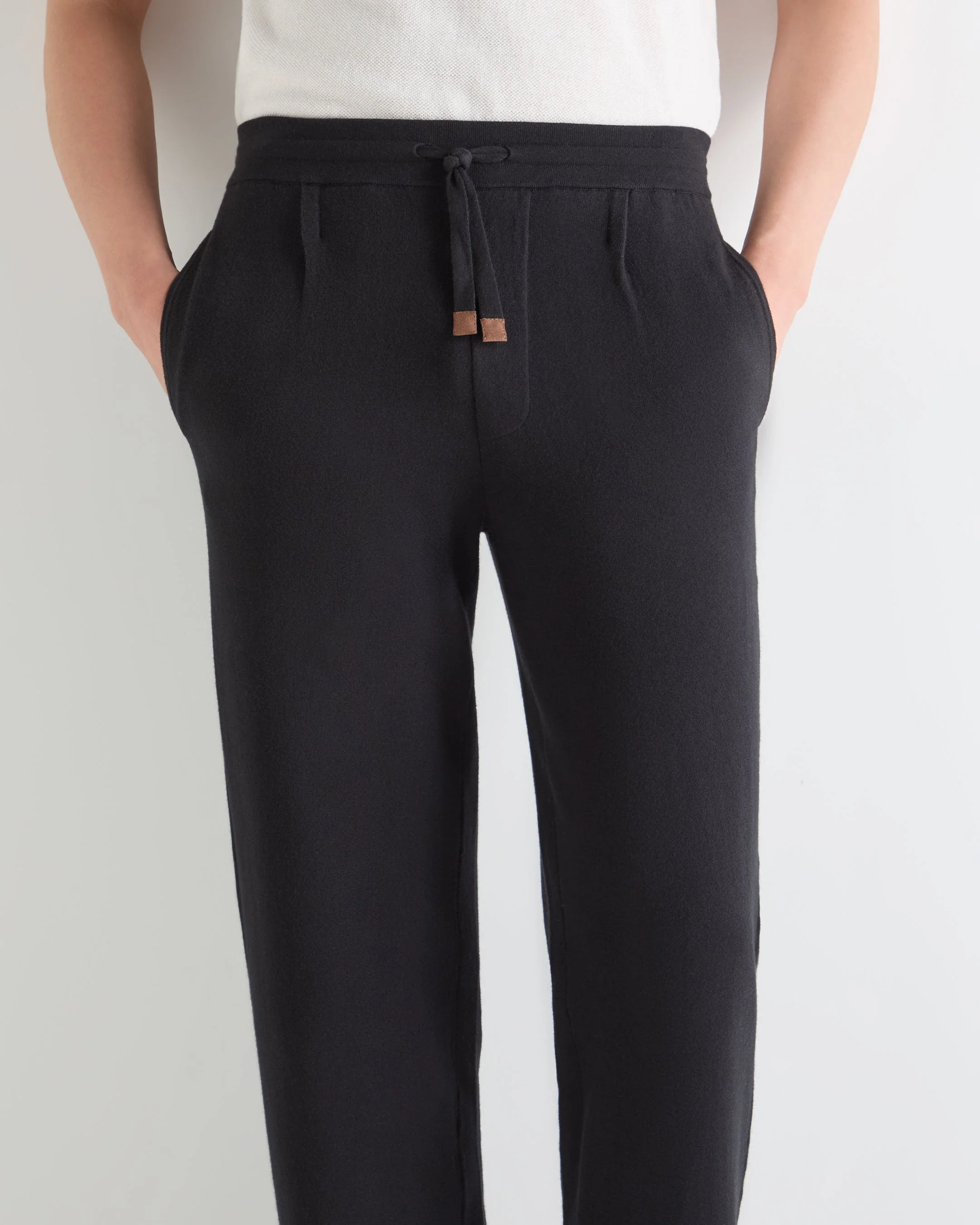 Men's Double Face Cotton Blend Pants Black - Image 5