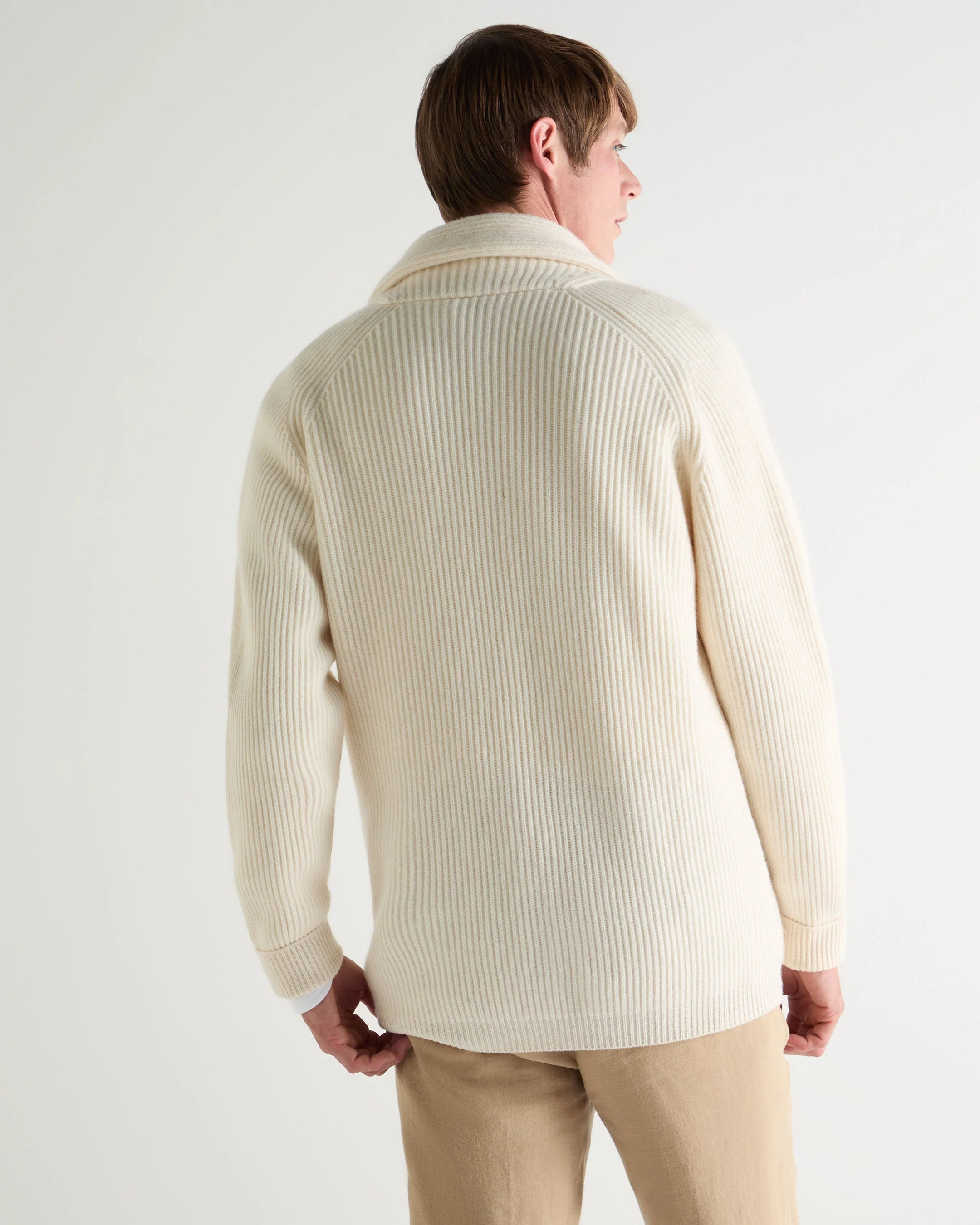 Men's Kensington Cashmere Cardigan New Ivory White - Image 4