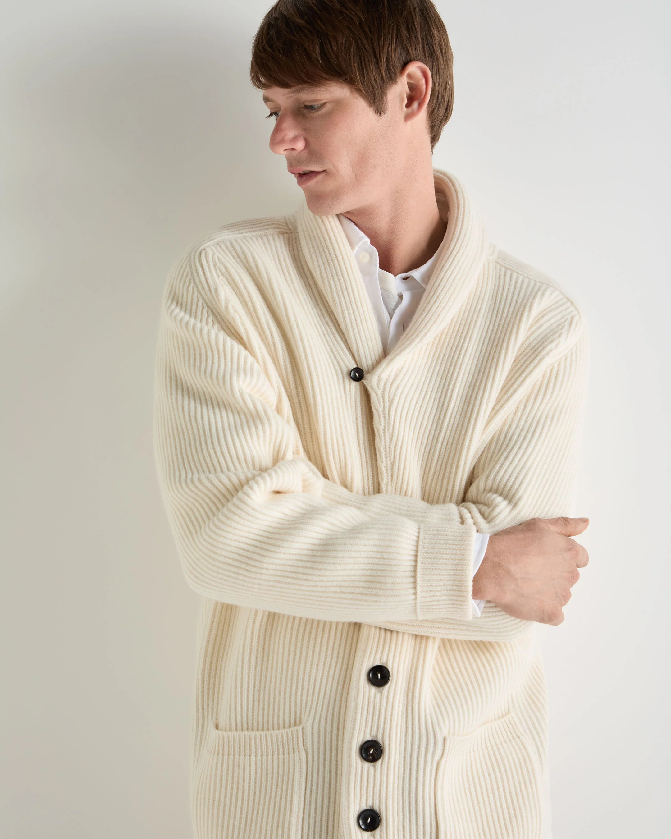 Men's Kensington Cashmere Cardigan New Ivory White - Image 5