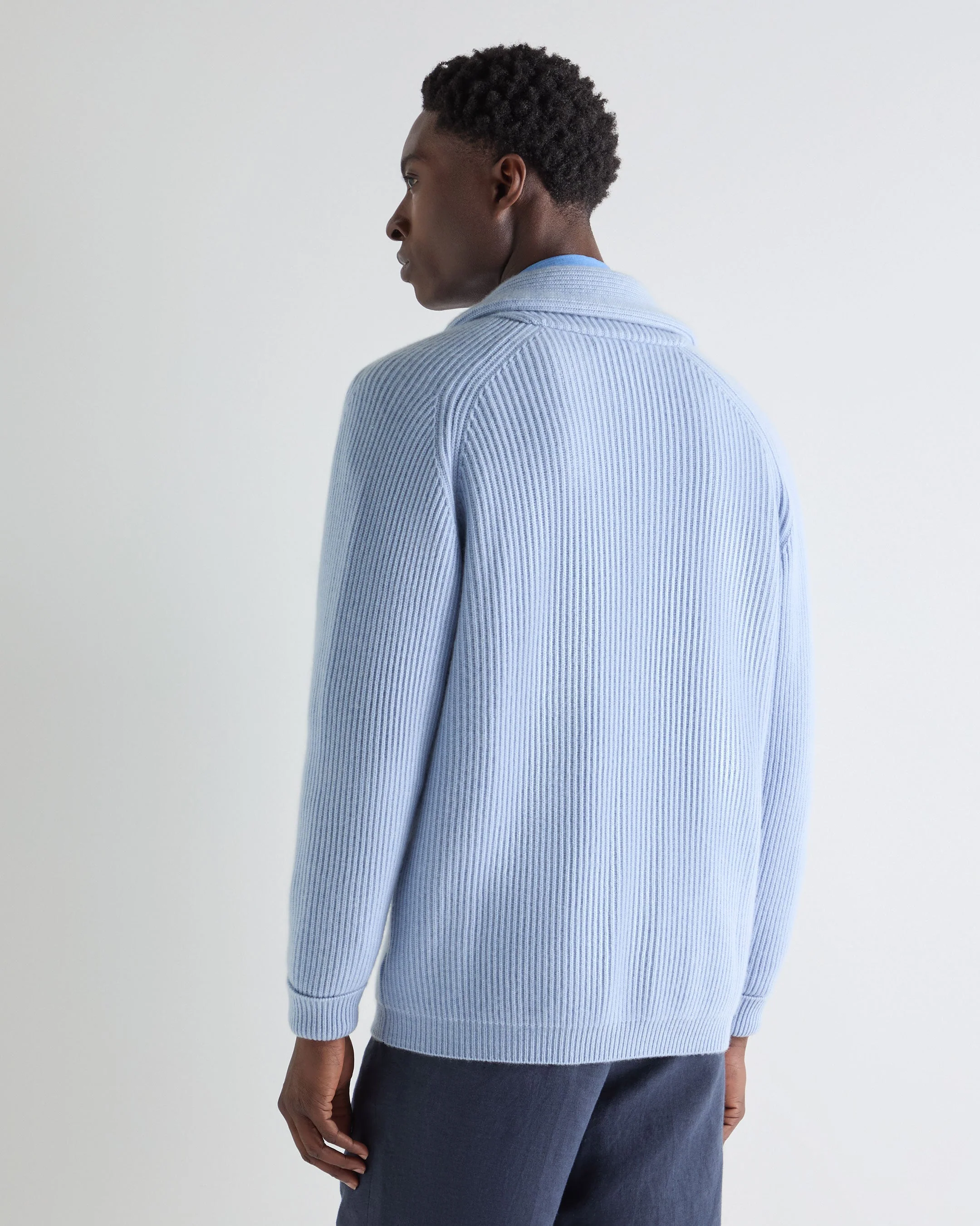 Men's Kensington Cashmere Cardigan Sea Mist Blue - Image 4