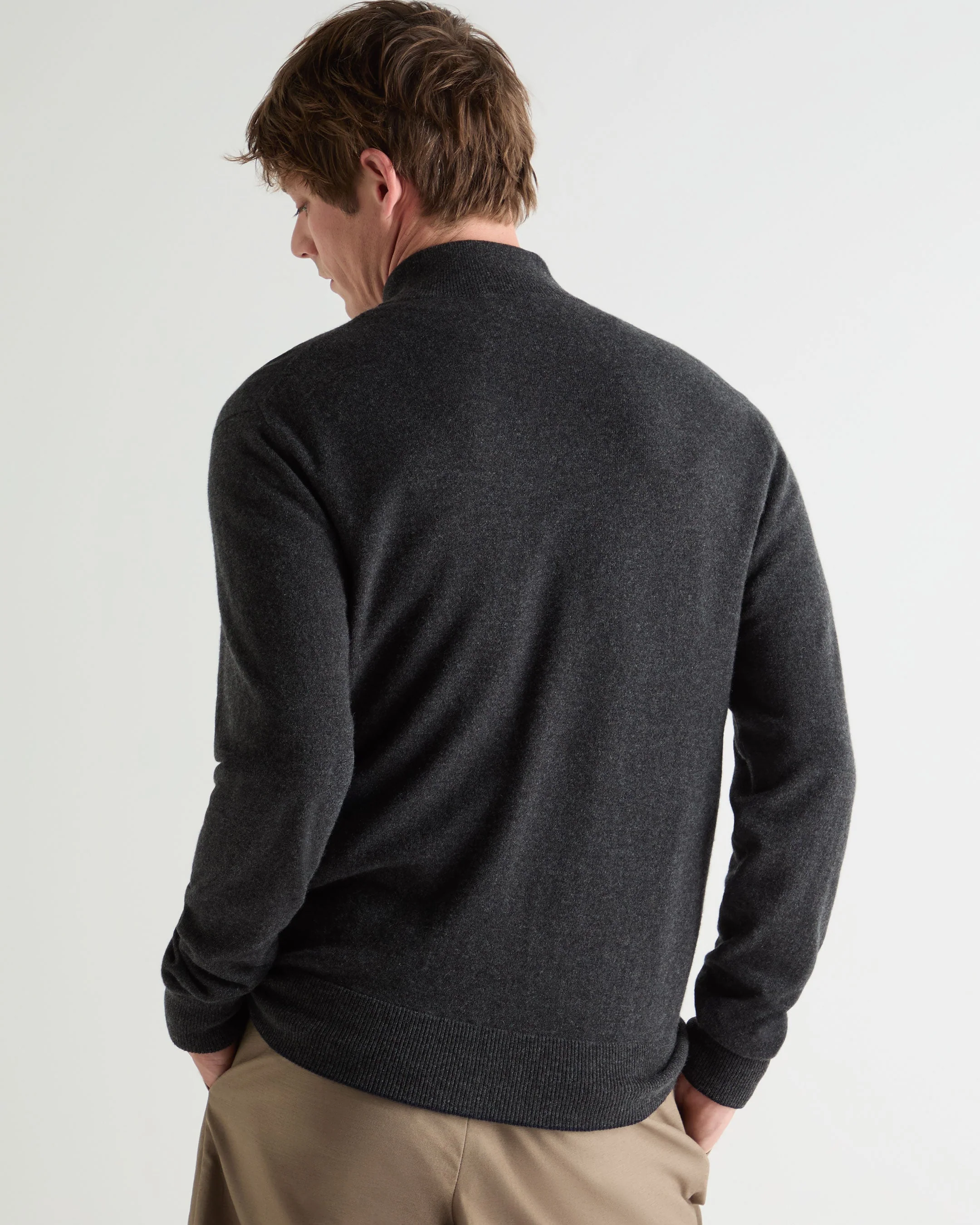 Men's Knightsbridge Full Zip Cashmere Sweater Deep Charcoal Grey - Image 4
