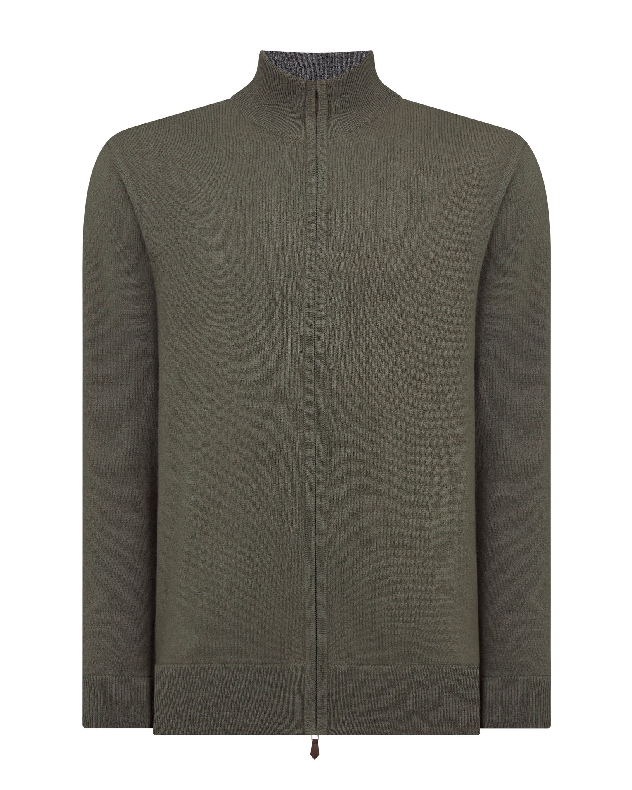 Men's Knightsbridge Full Zip Cashmere Sweater Olive Green - Image 2