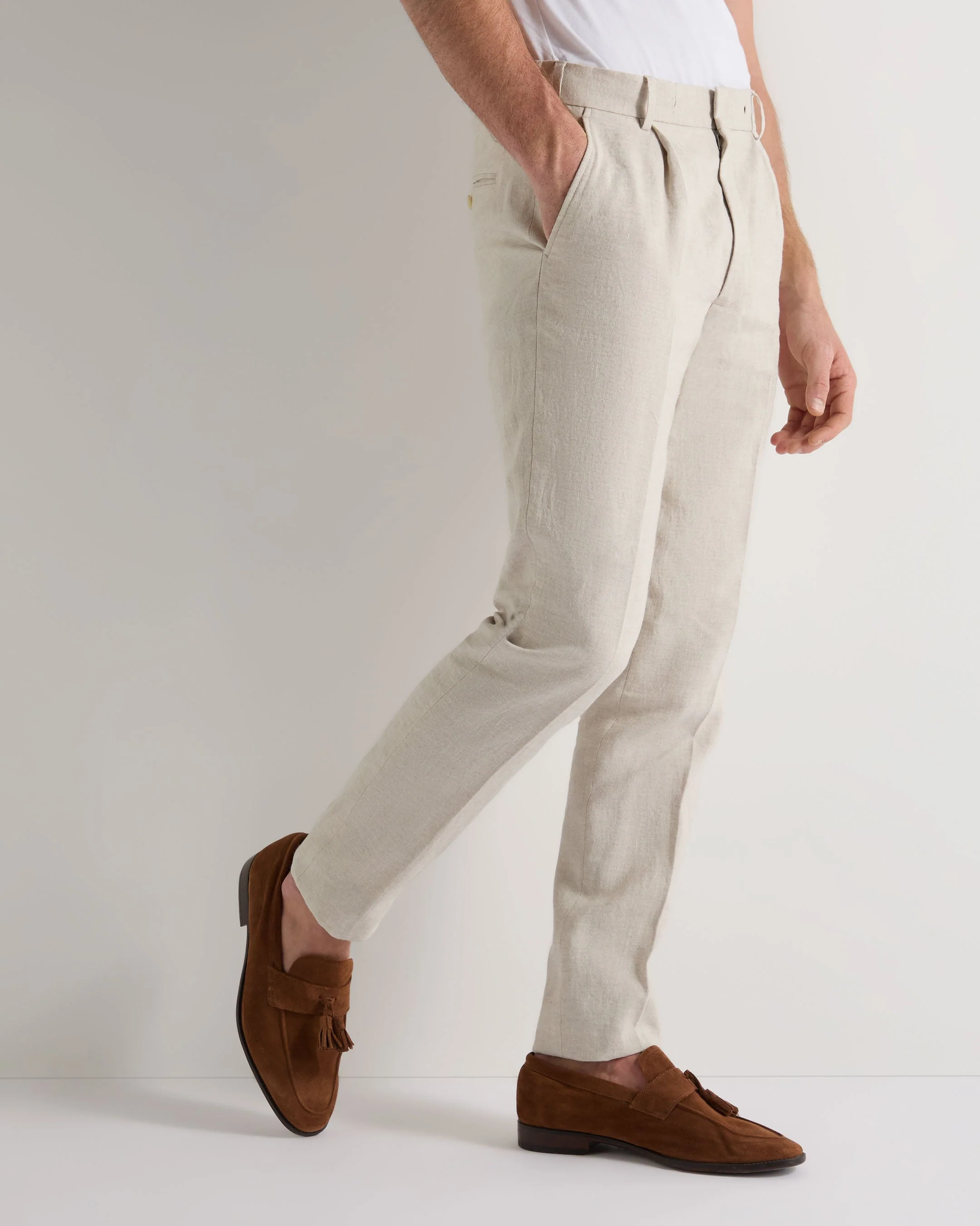 Men's Atrani Linen Pant Sand Brown - Image 6