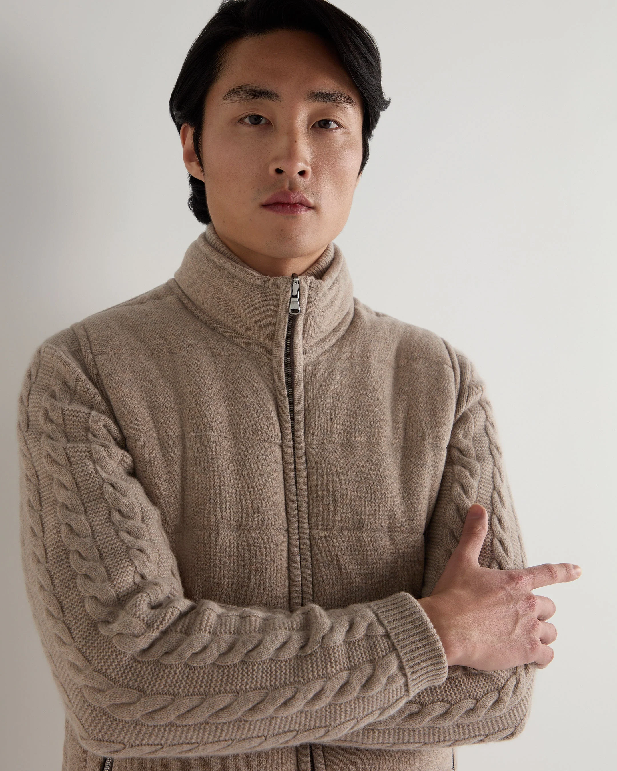 Men's Mall Reversible Cashmere Gilet Oatmeal Brown - Image 5