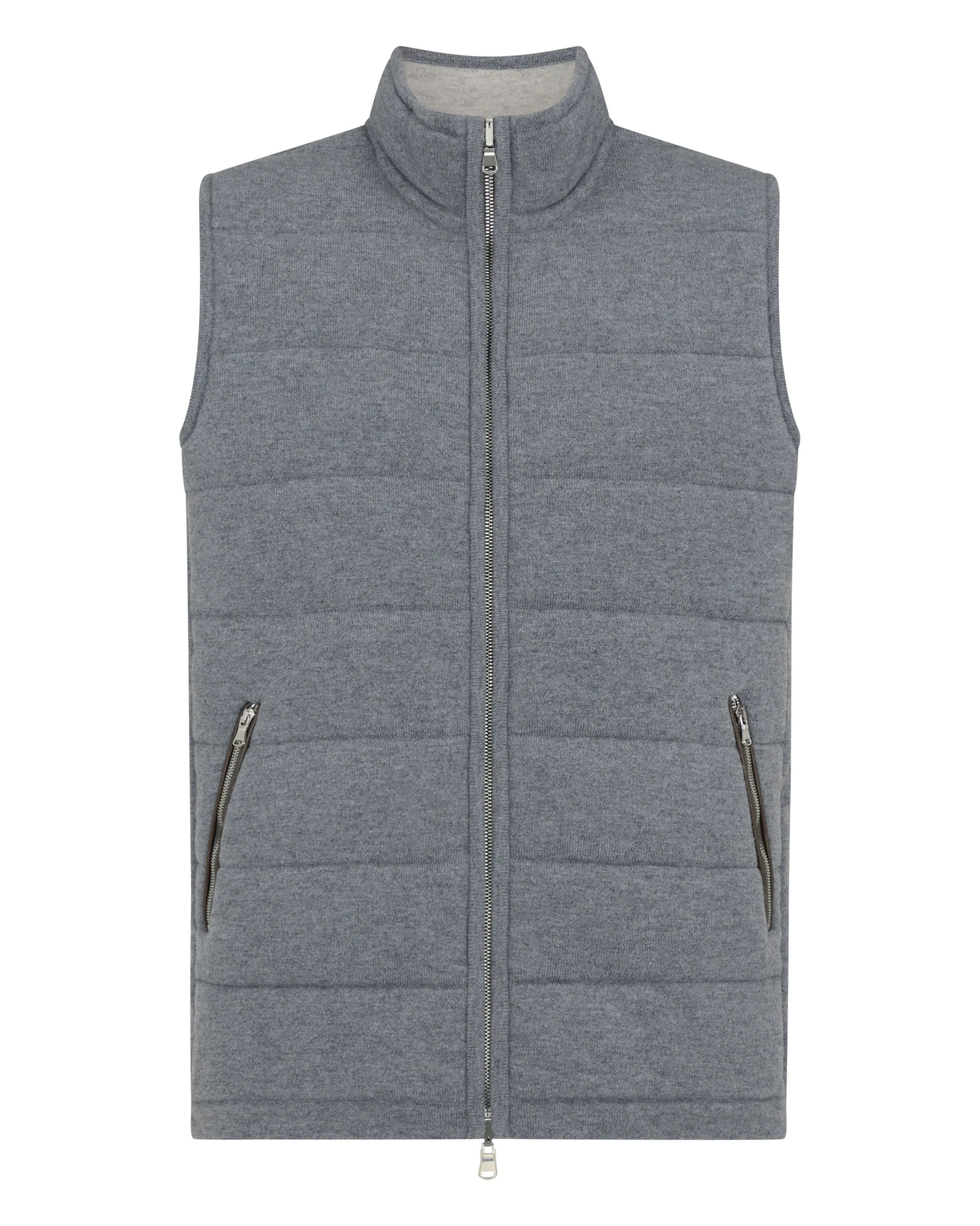 Men's Mall Reversible Cashmere Gilet Ash Grey - Image 2