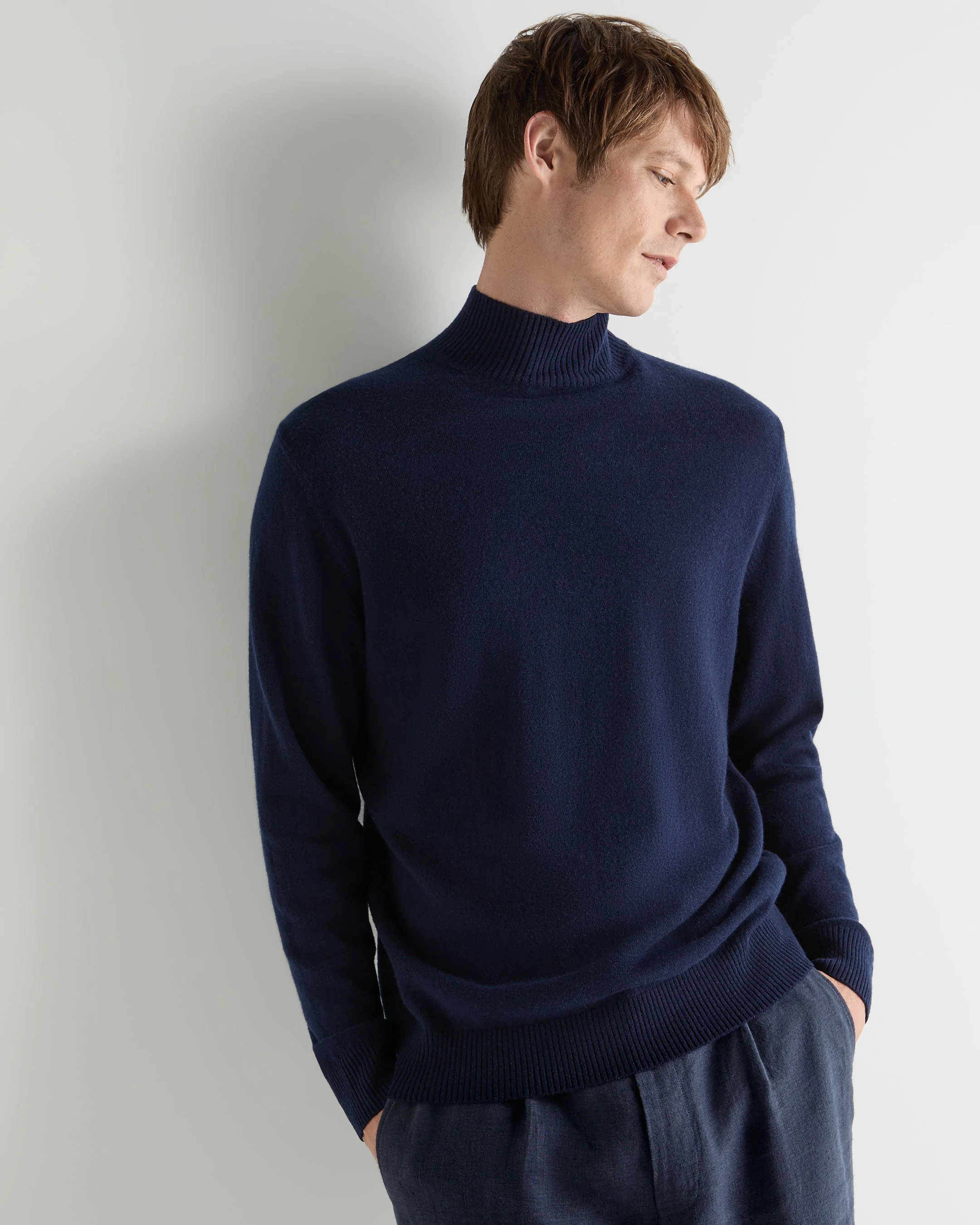 Men's Mayfair Turtle Neck Cashmere Sweater Deep French Blue - Image 5