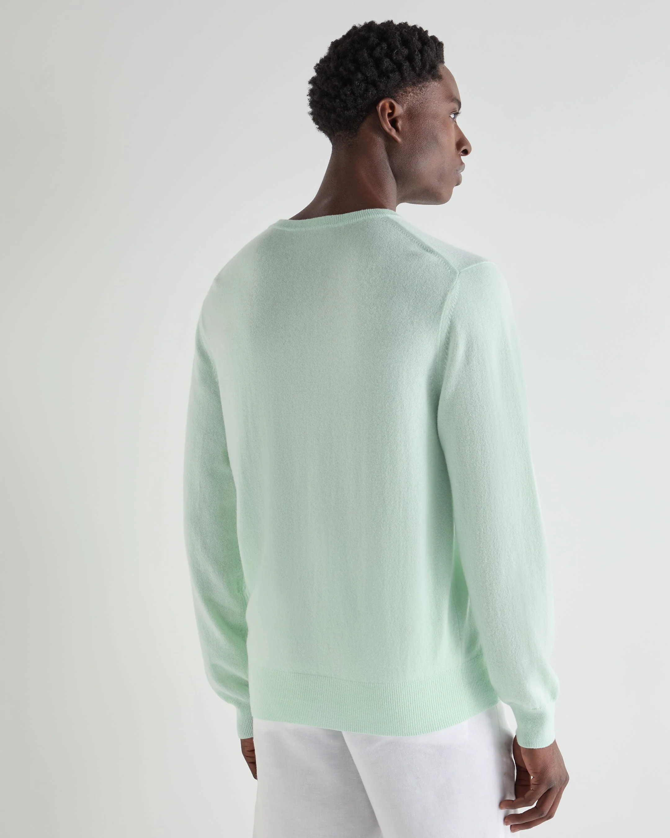 Men's Oxford Round Neck Cashmere Sweater Mint Green - Image 4