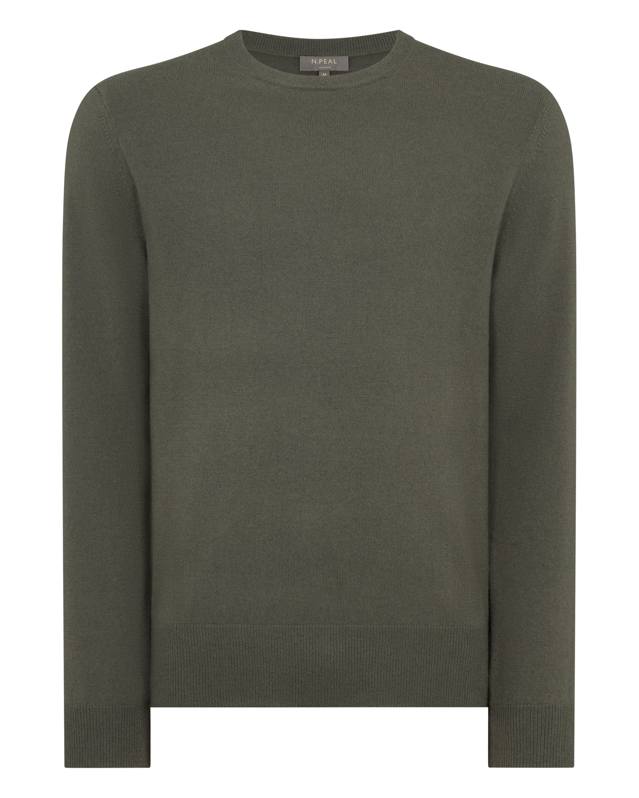 Men's Oxford Round Neck Cashmere Sweater Olive Green - Image 2