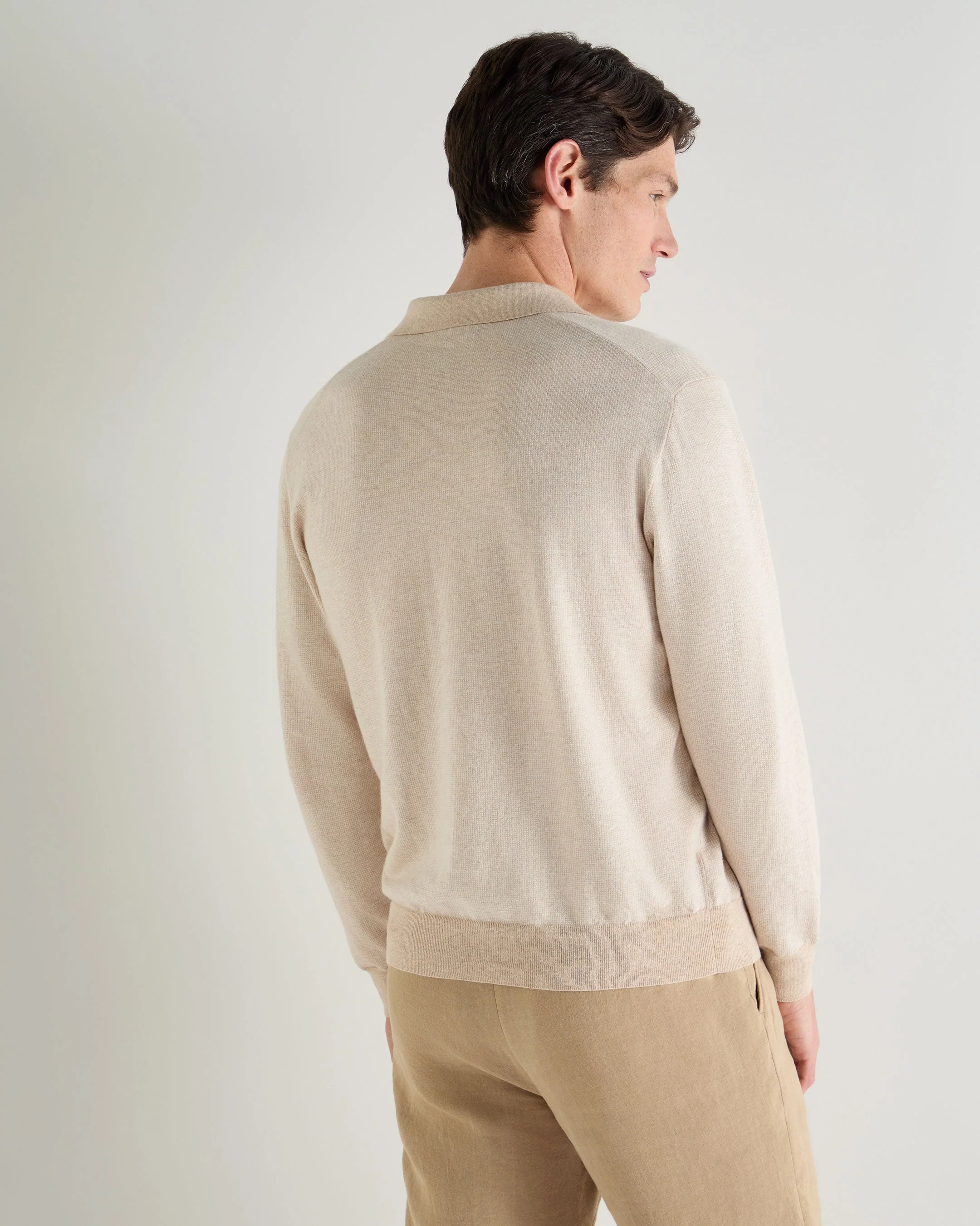 Men's Padstow Cotton Cashmere Polo Shirt Sandstone Brown - Image 4