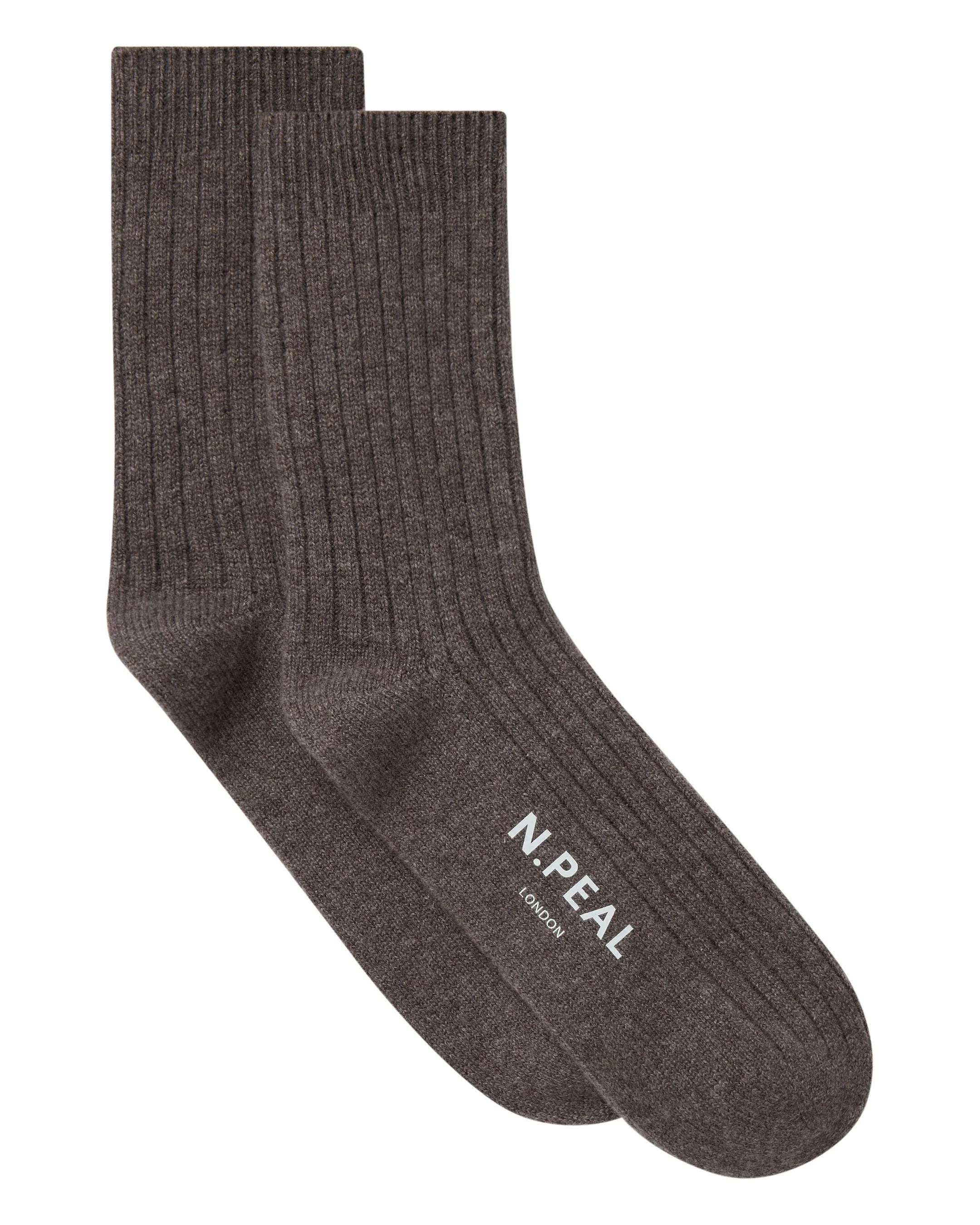 Men's Rib Cashmere House Socks Otter Brown