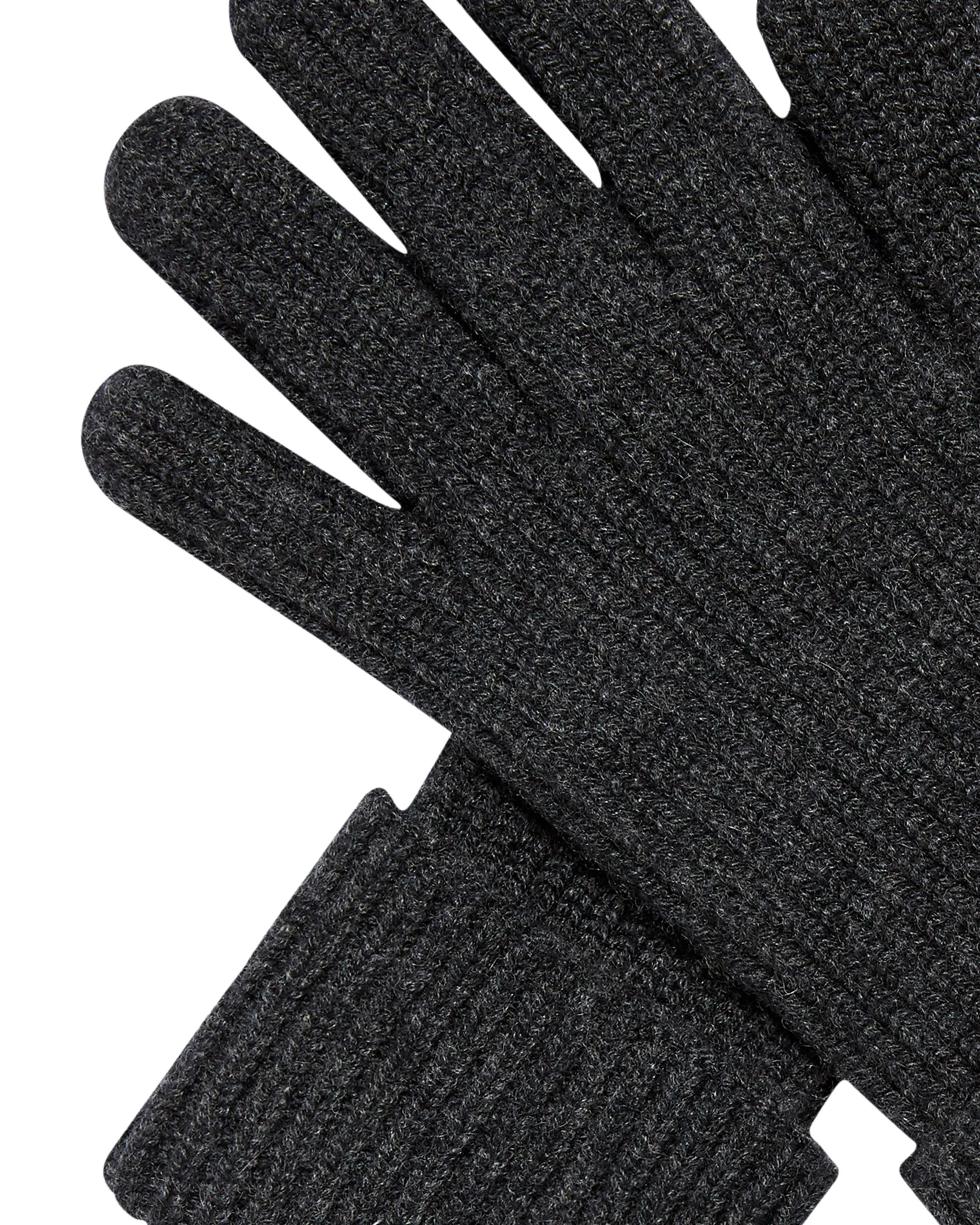 Men's Ribbed Cashmere Gloves Dark Charcoal Grey - Image 2