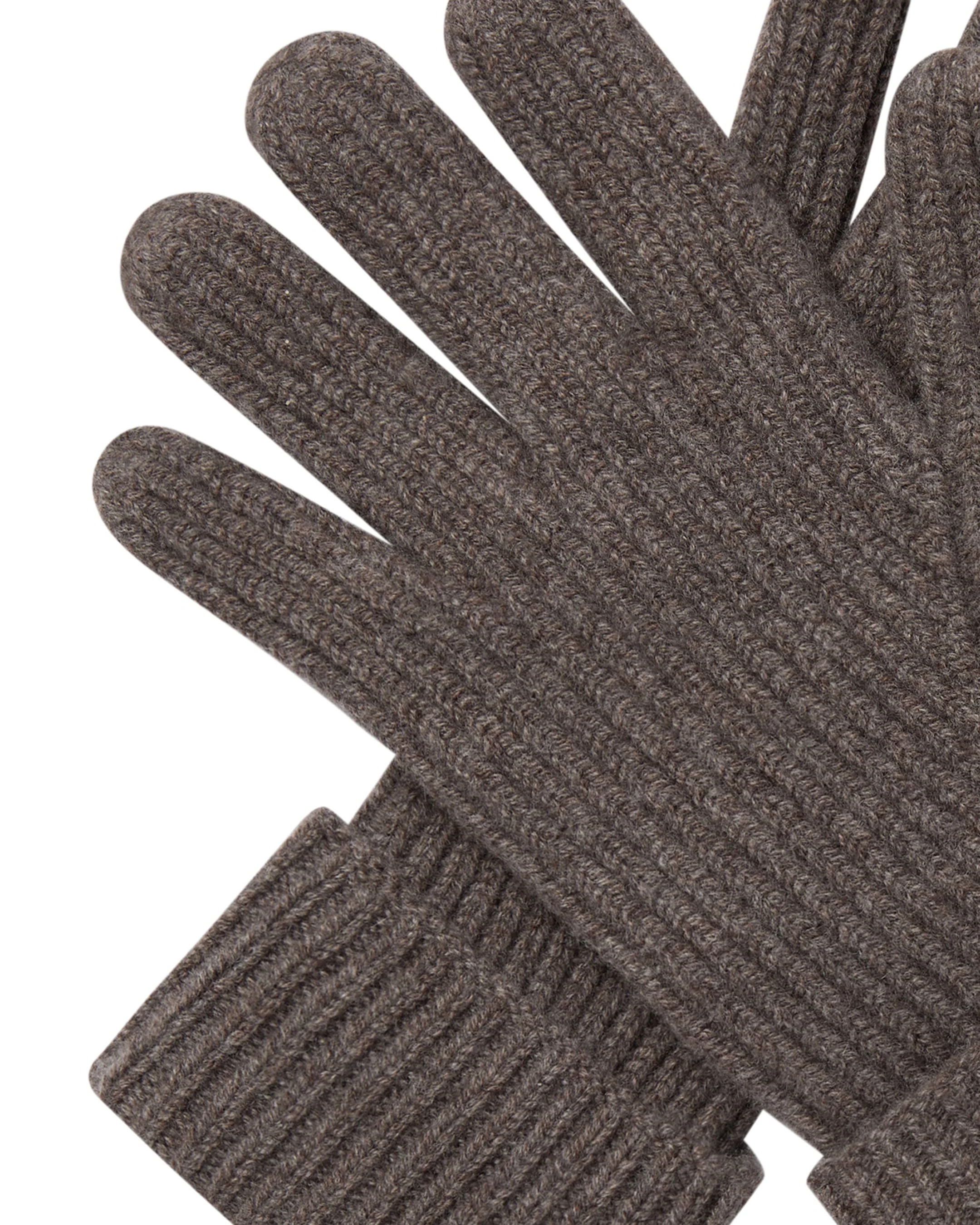 Men's Ribbed Cashmere Gloves Otter Brown - Image 2