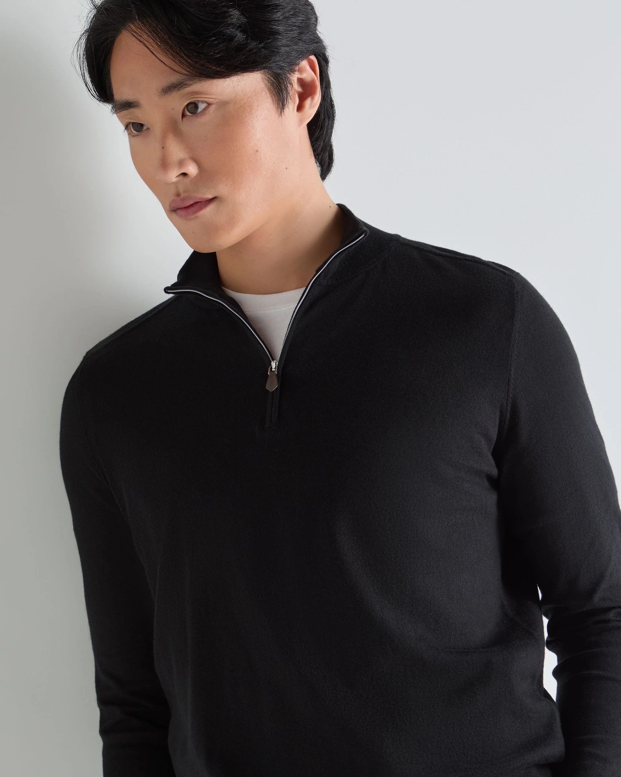 Men's Salcombe Half Zip Cotton Cashmere Sweater Black - Image 5